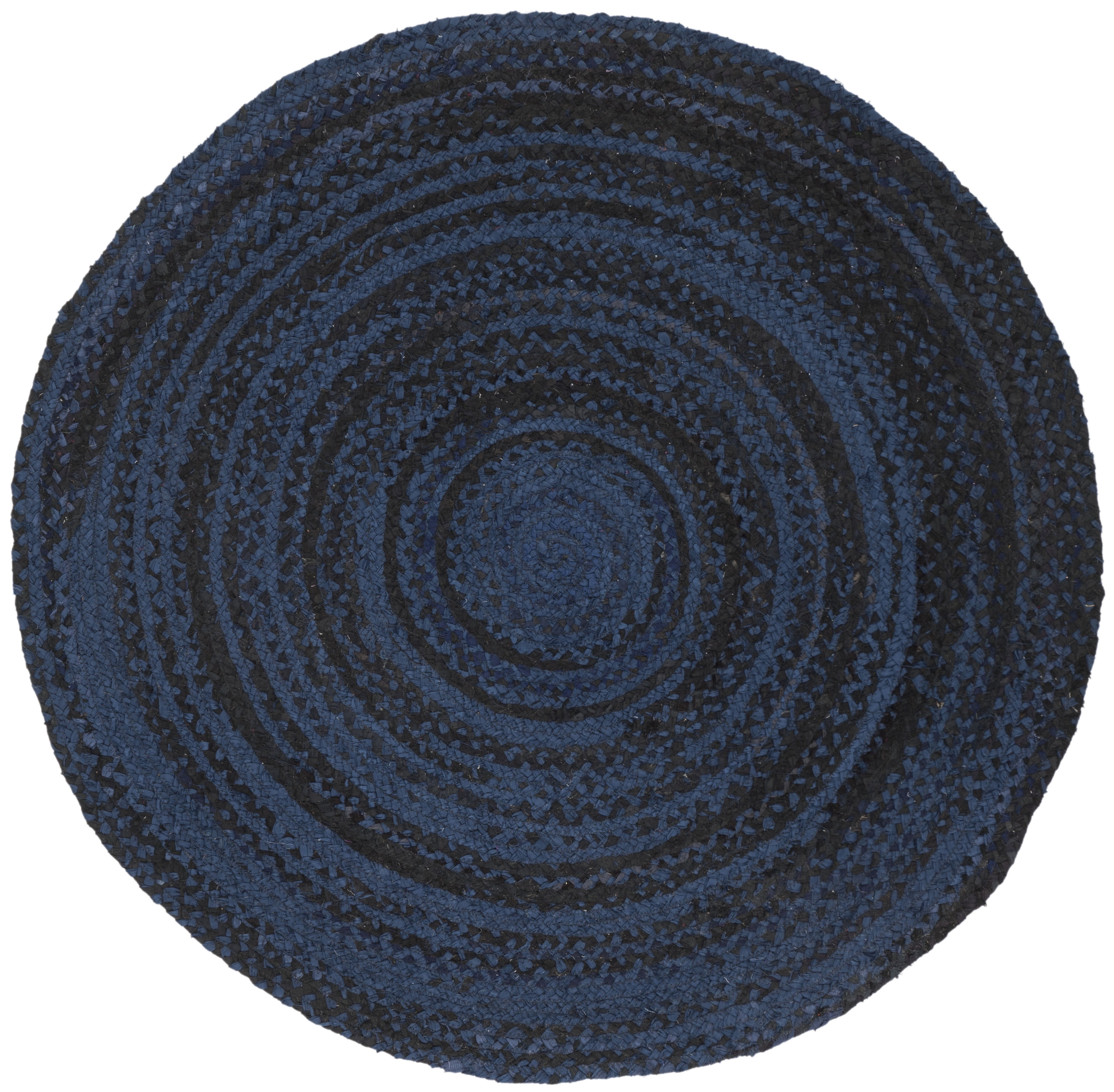 Braided BRD452 Hand Woven Indoor Area Rug - Navy/Black - 5' Round - Safavieh