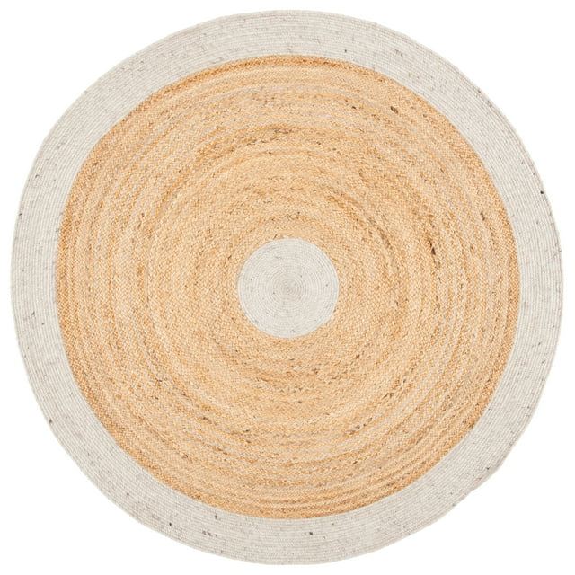 Braided BRD910 Hand Woven Indoor Area Rug - Beige/Natural - 5' Round - Safavieh