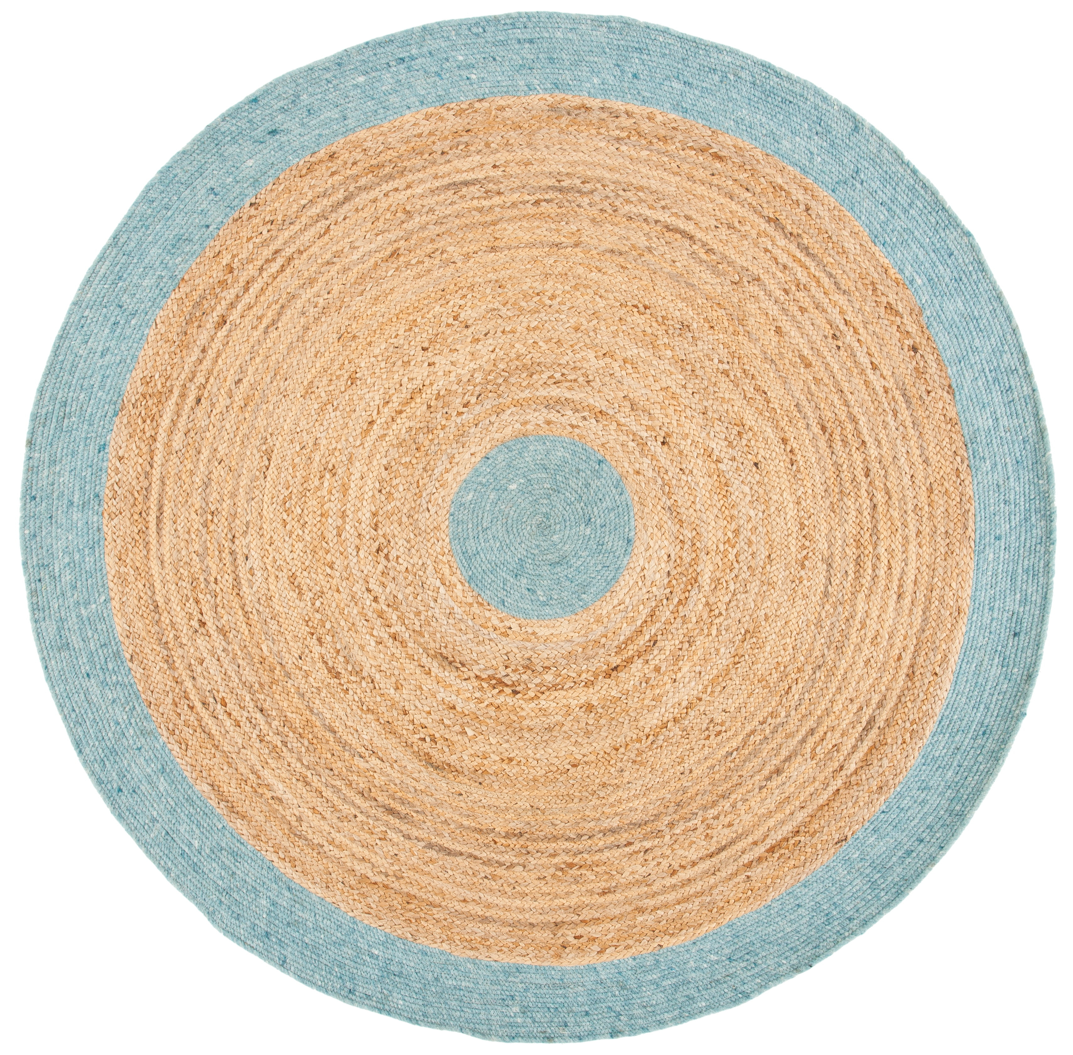 Braided BRD910 Hand Woven Indoor Accent Rug - Blue/Natural - 3' Round - Safavieh
