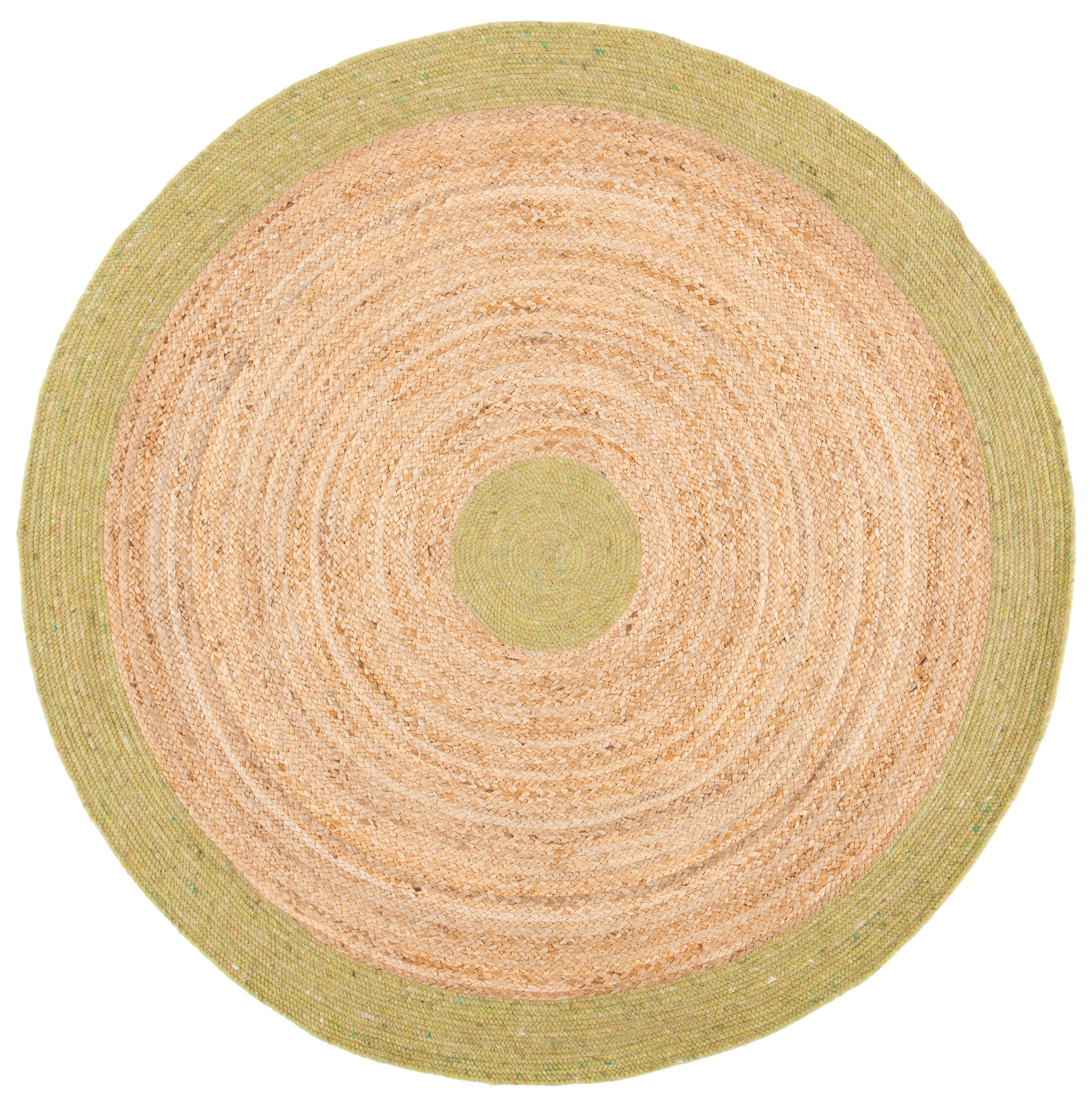 Braided BRD910 Hand Woven Indoor Accent Rug - Green/Natural - 3' Round - Safavieh