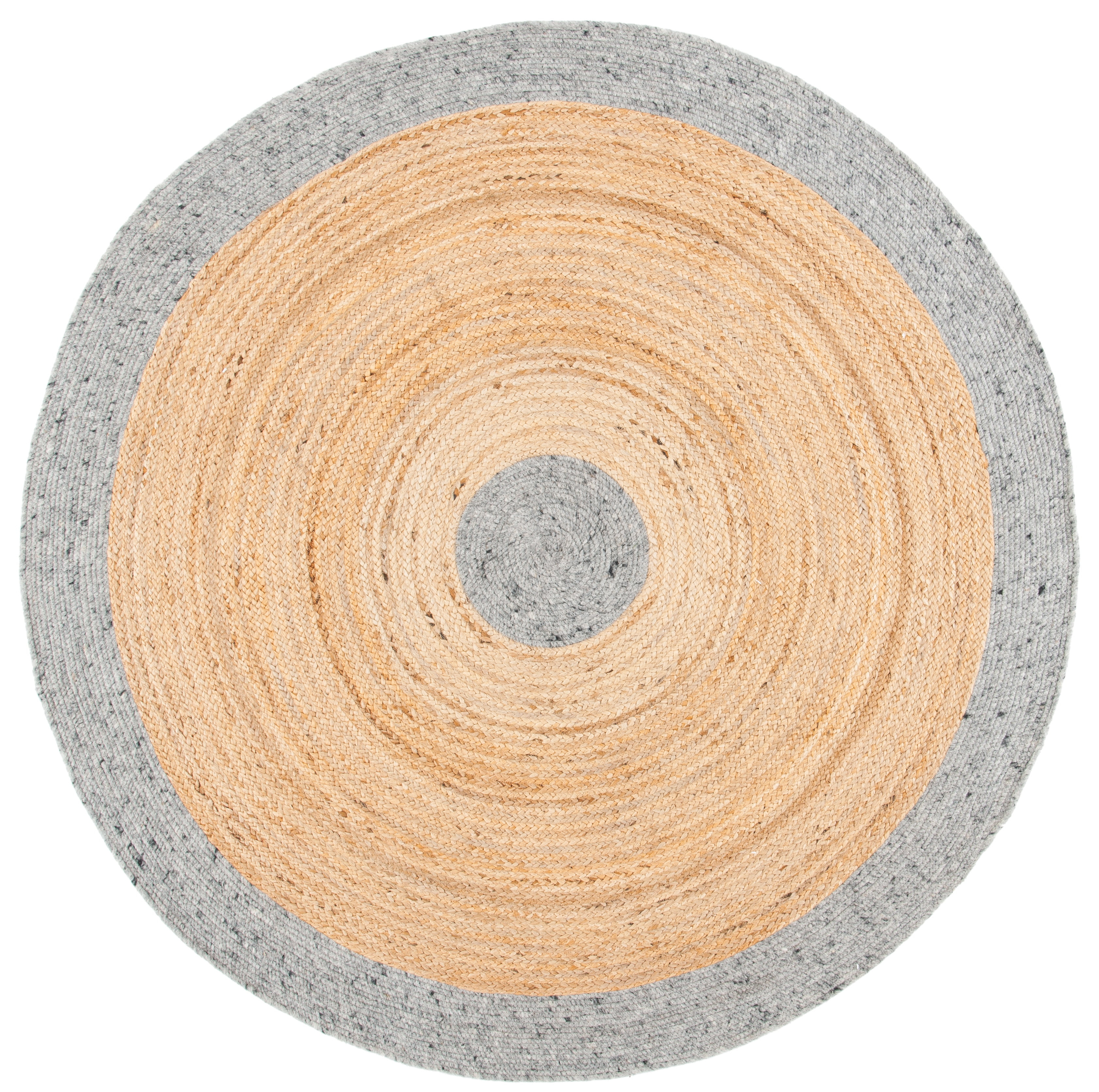 Braided BRD910 Hand Woven Indoor Accent Rug - Grey/Natural - 3' Round - Safavieh