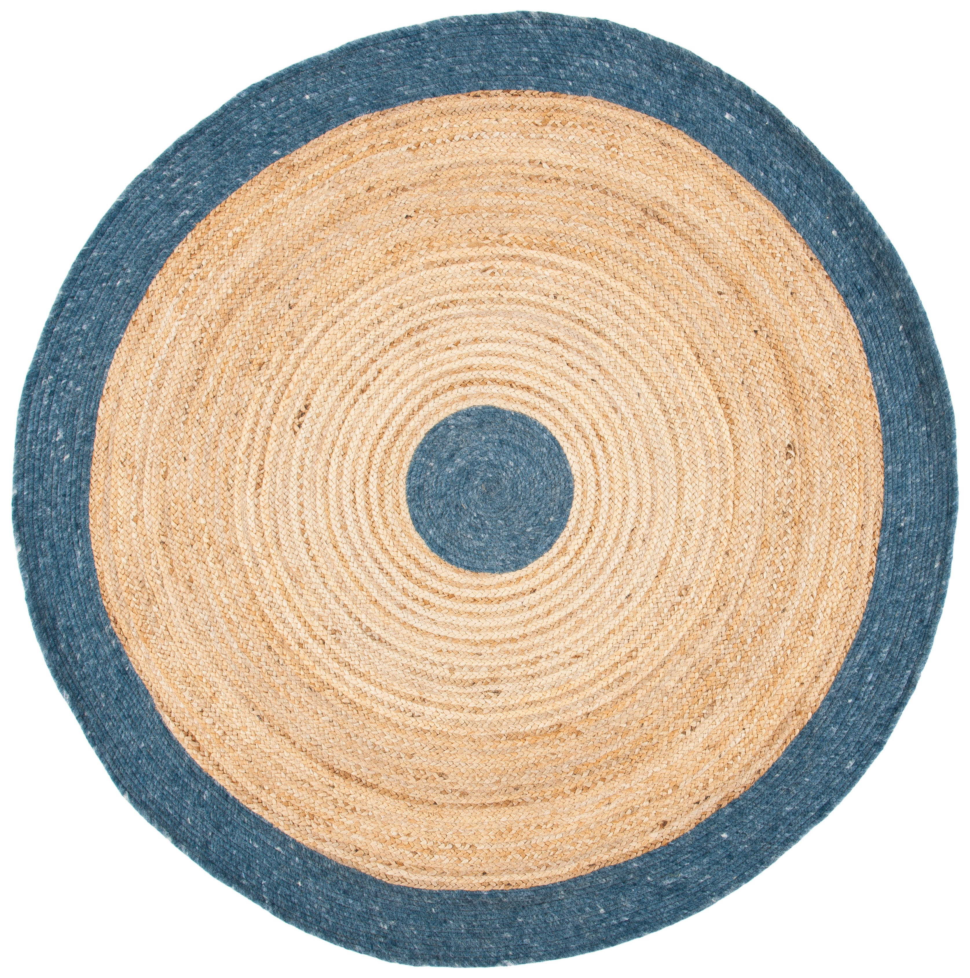 Braided BRD910 Hand Woven Indoor Area Rug - Navy/Natural - 4' Round - Safavieh