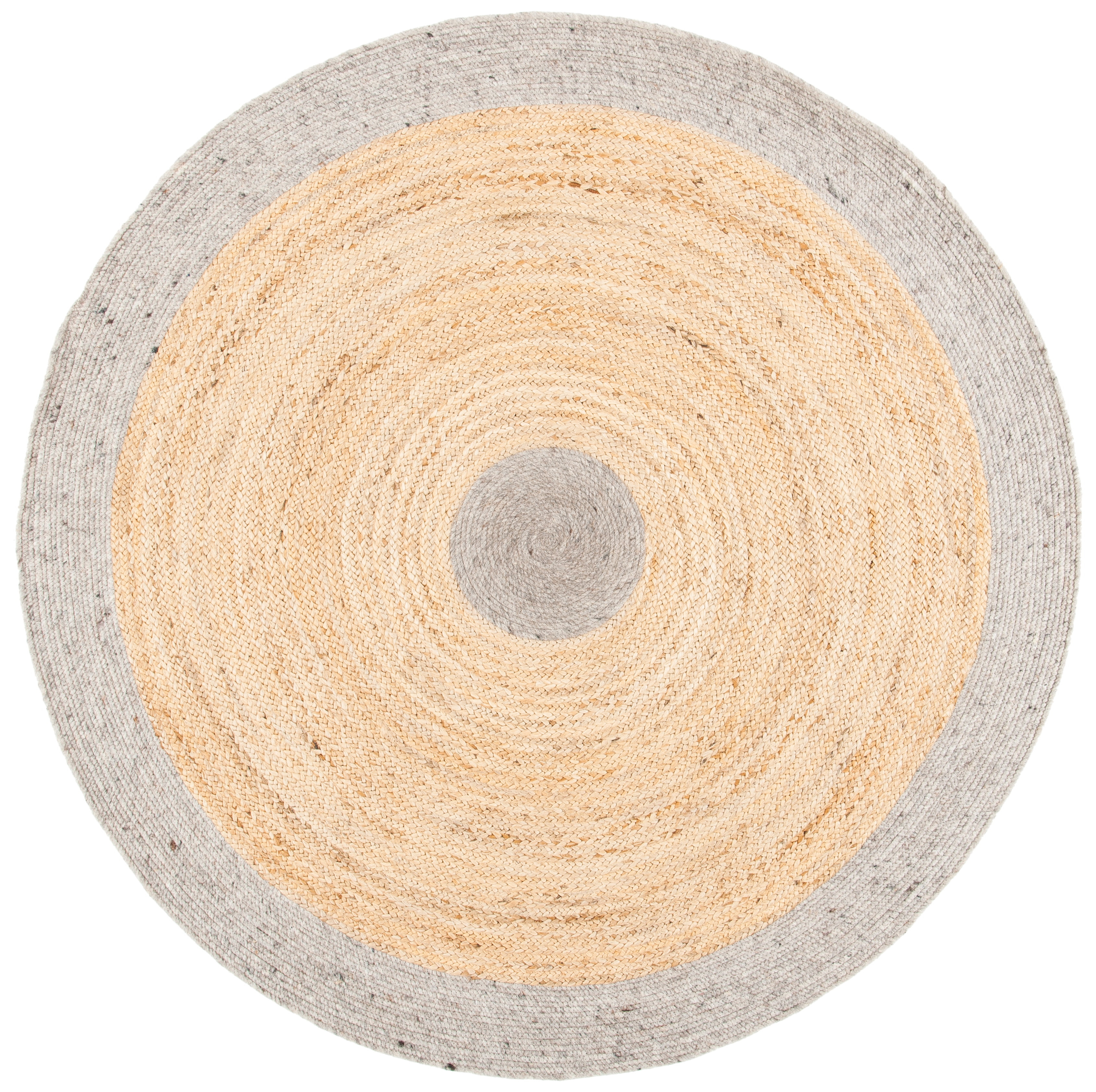 Braided BRD910 Hand Woven Indoor Area Rug - Silver/Natural - 5' Round - Safavieh