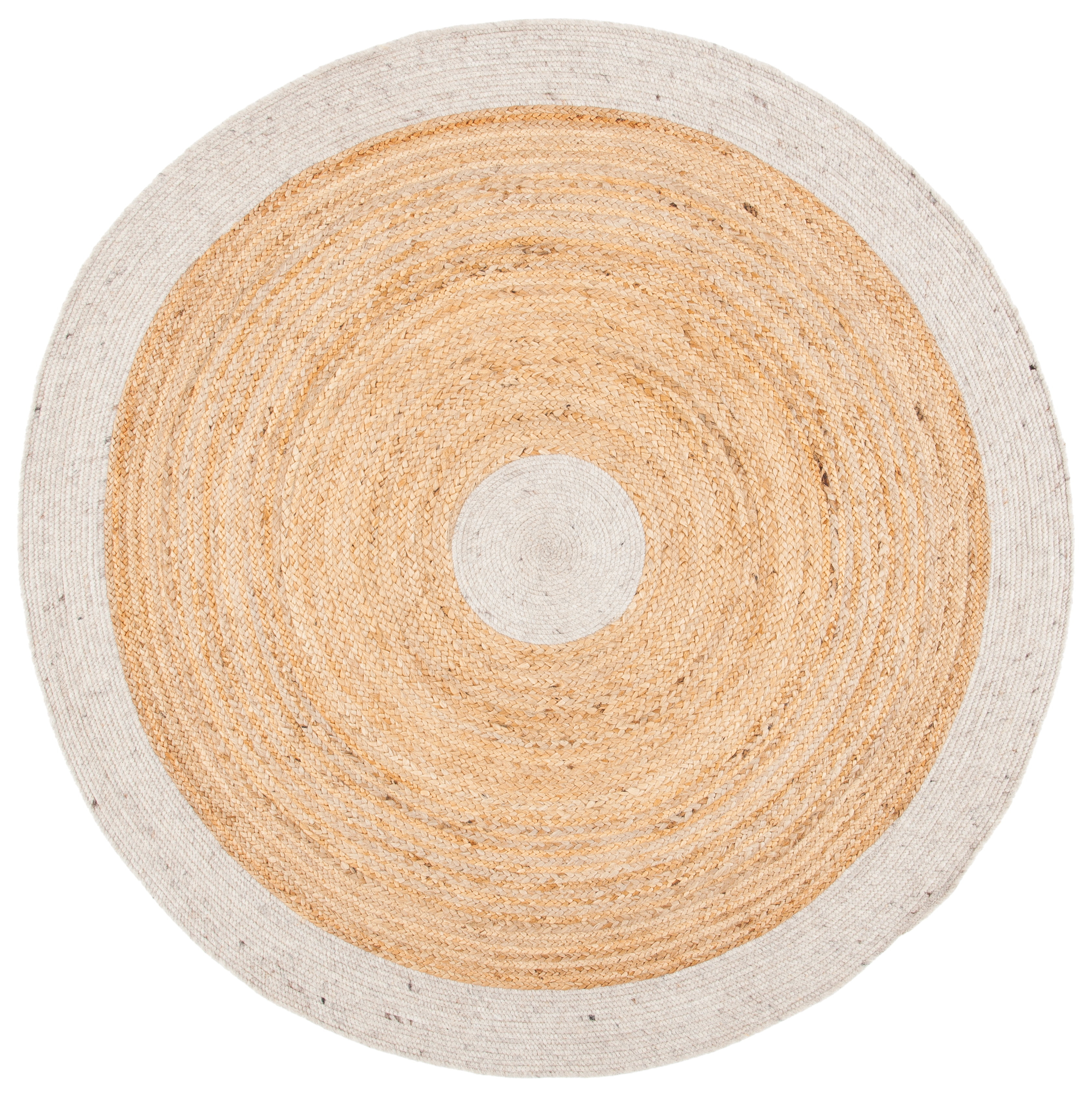 Braided BRD910 Hand Woven Indoor Area Rug - Beige/Natural - 5' Round - Safavieh