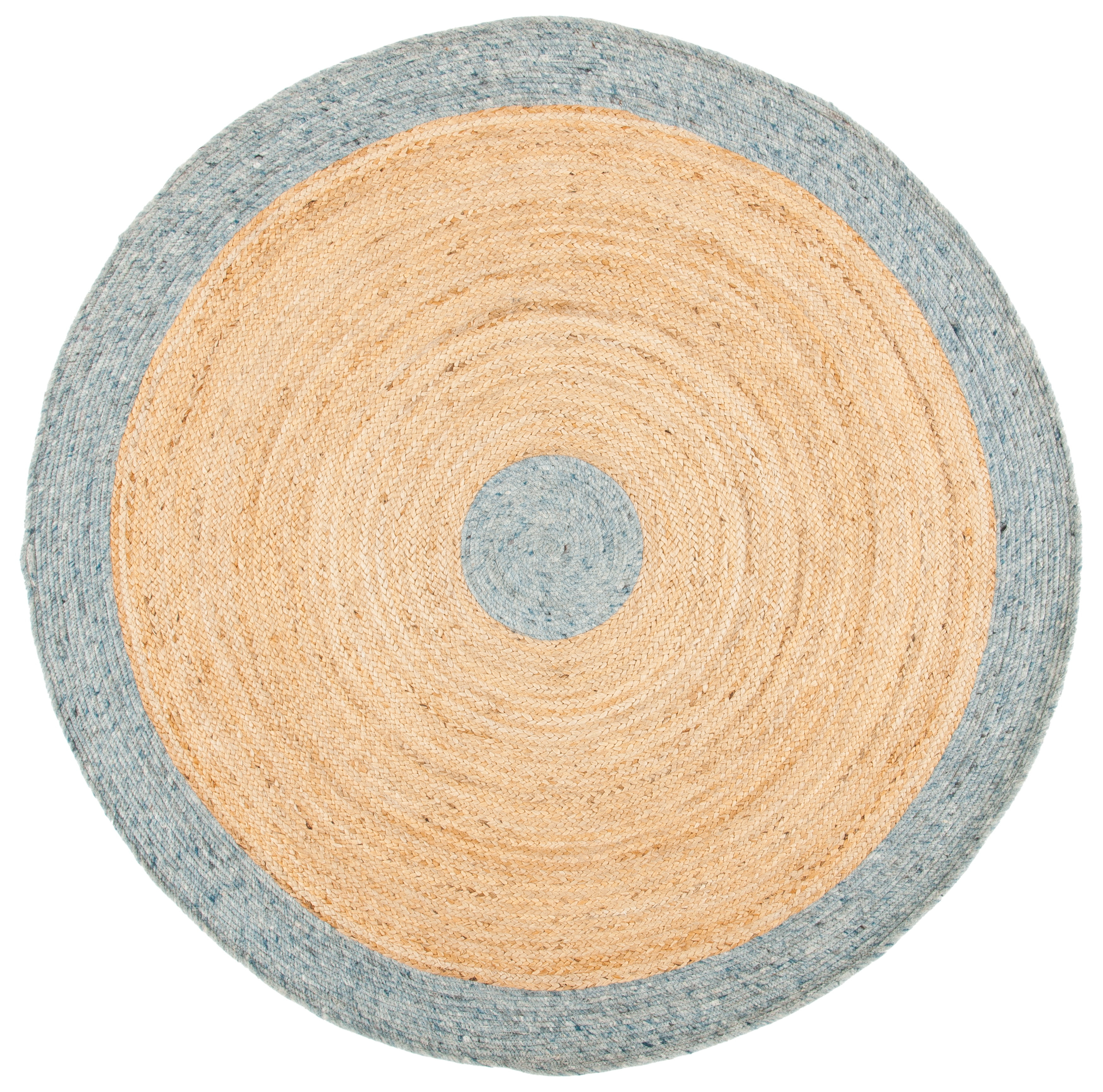 Braided BRD910 Hand Woven Indoor Accent Rug - Light Blue/Gold - 3' Round - Safavieh