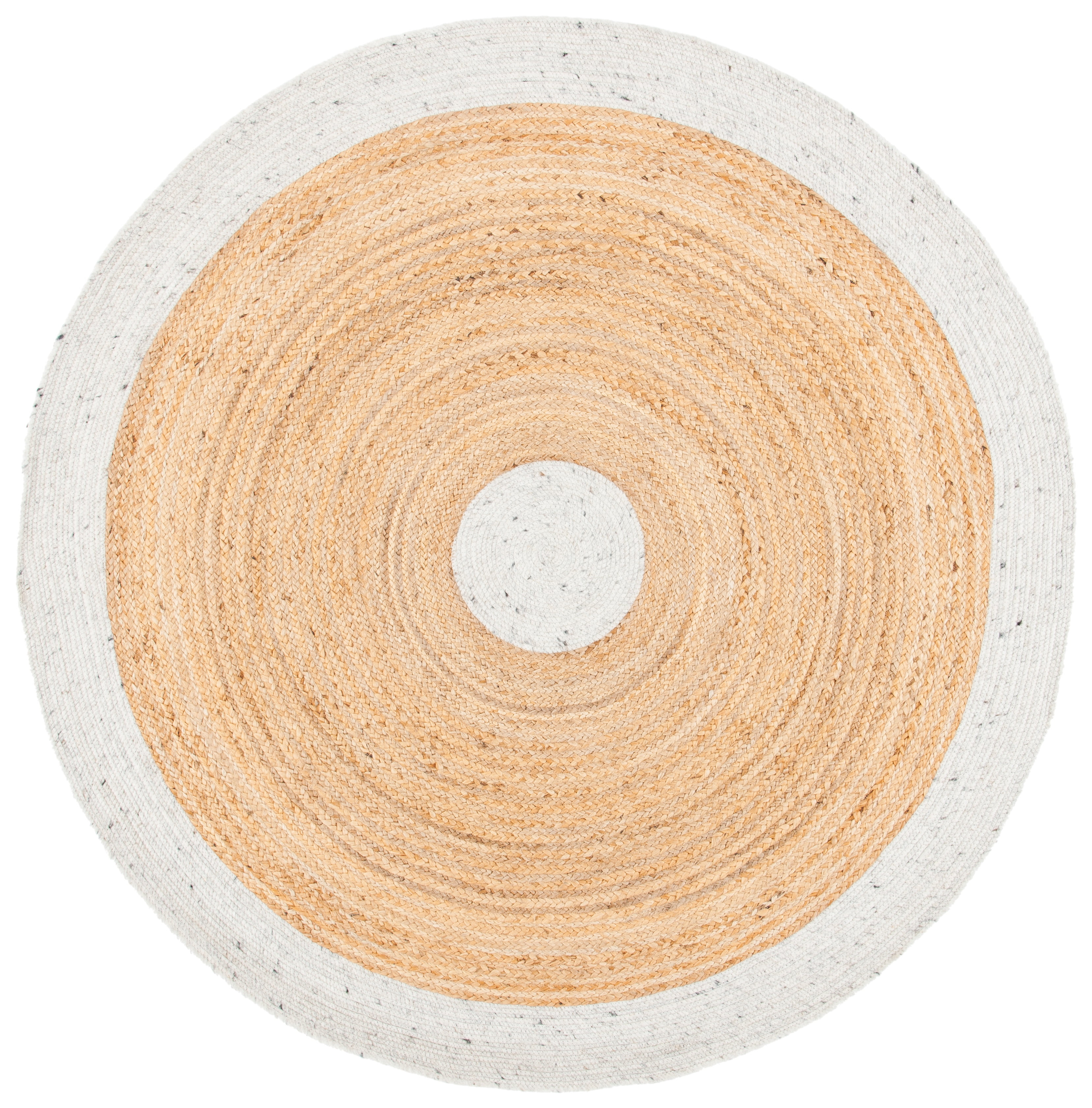 Braided BRD910 Hand Woven Indoor Area Rug - Light Grey/Natural - 6' Round - Safavieh