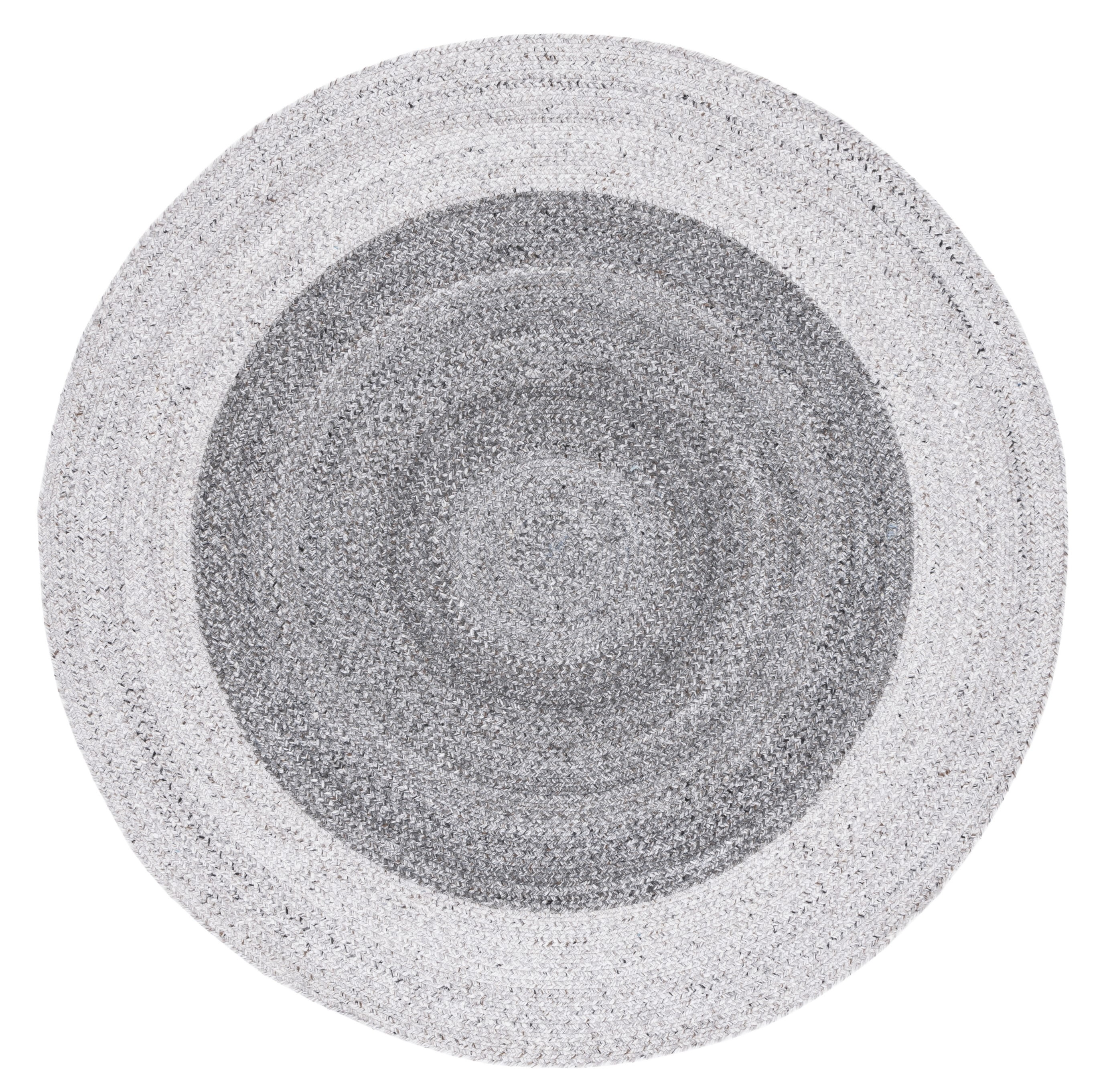 SAFAVIEH Braided Celinda Confetti Bordered Area Rug, Dark Grey/Light Grey, 6' x 6' Round