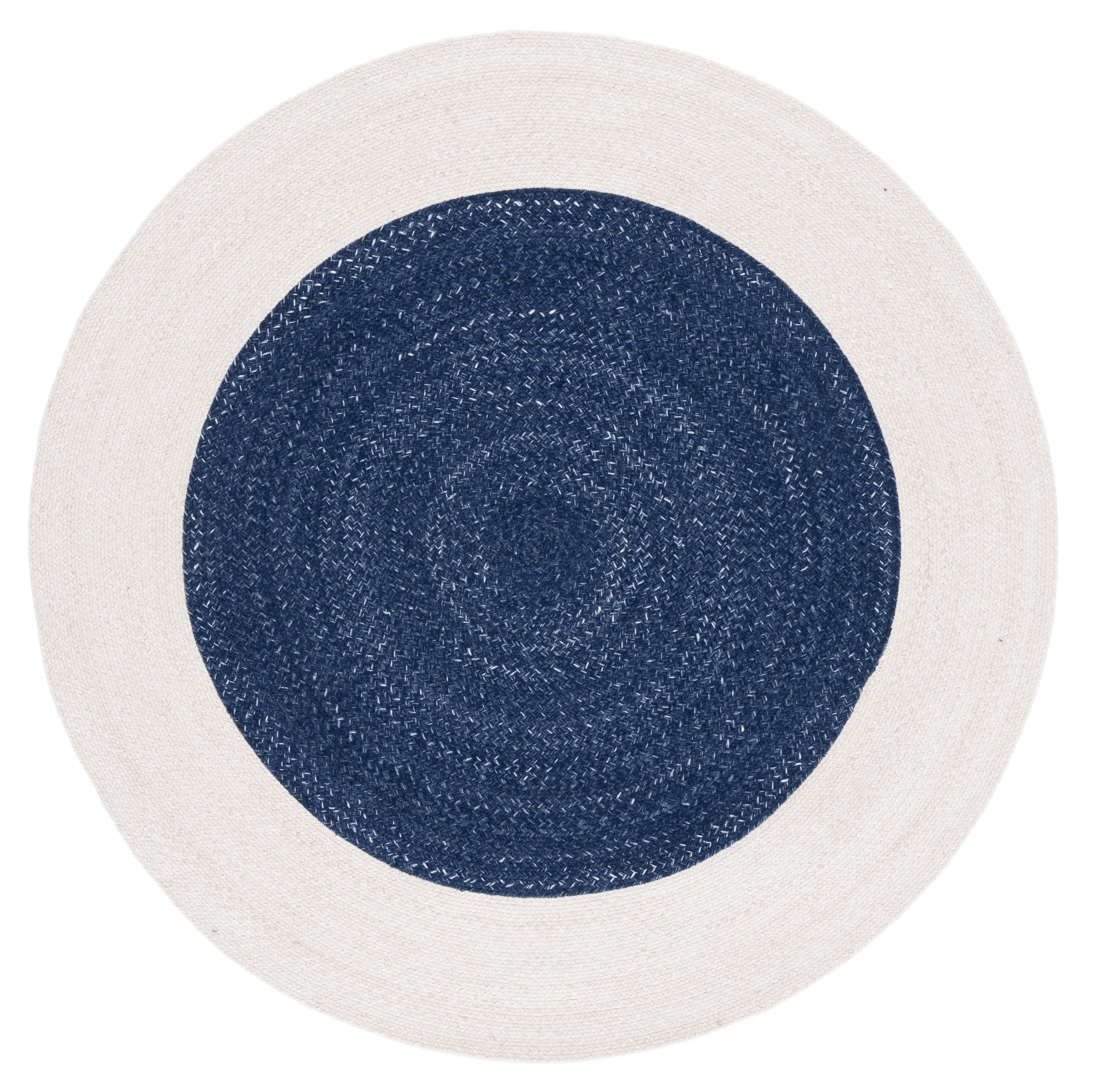 Braided BRD803 Hand Woven Area Rug - Navy/Ivory - 6' Round - Safavieh.