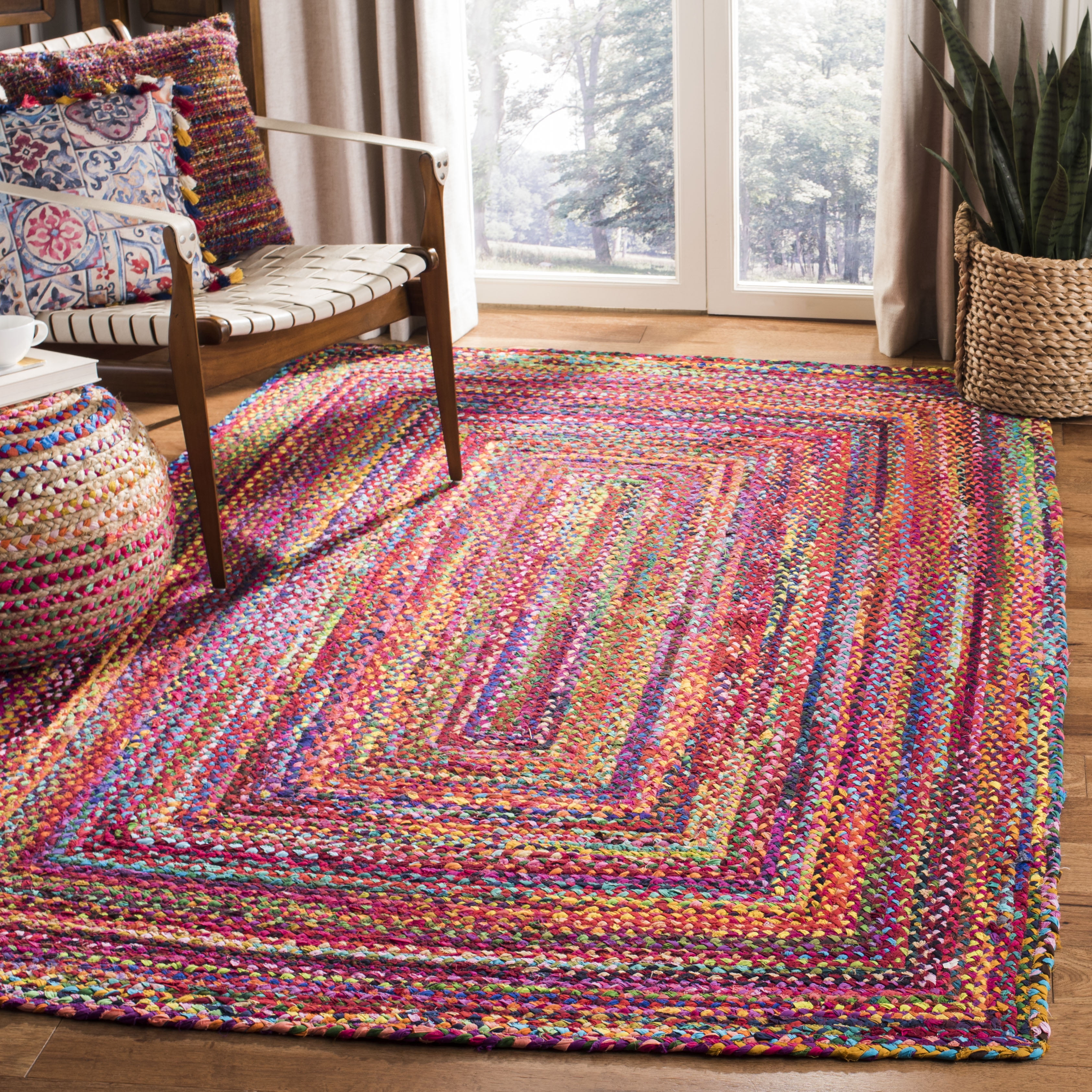 Braided BRD210 Hand Woven Area Rug - Red/Multi - 6'x9' - Safavieh.