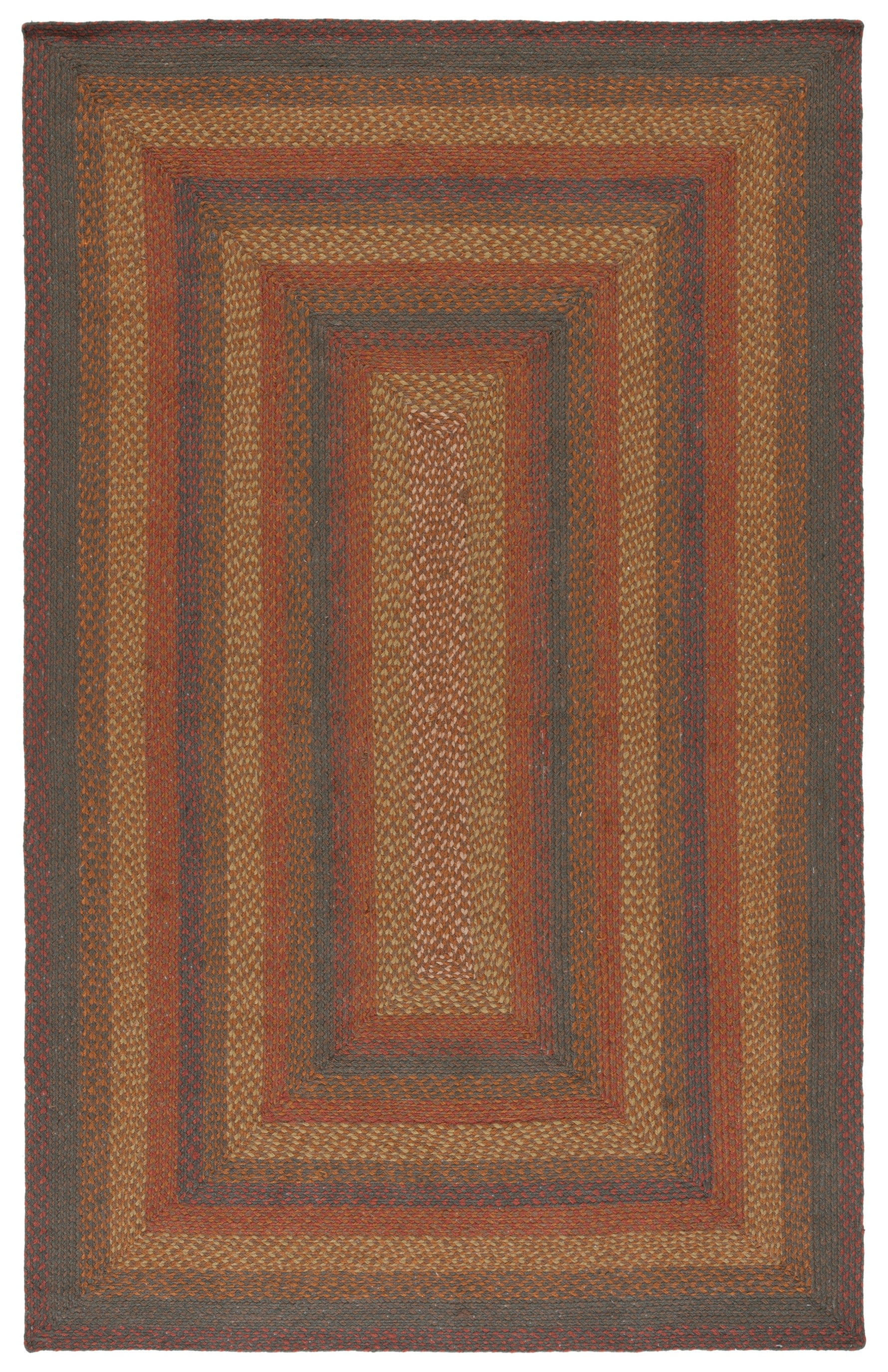 SAFAVIEH Braided Dorinda Bordered Reversible Area Rug, Green/Rust, 5' x 8'