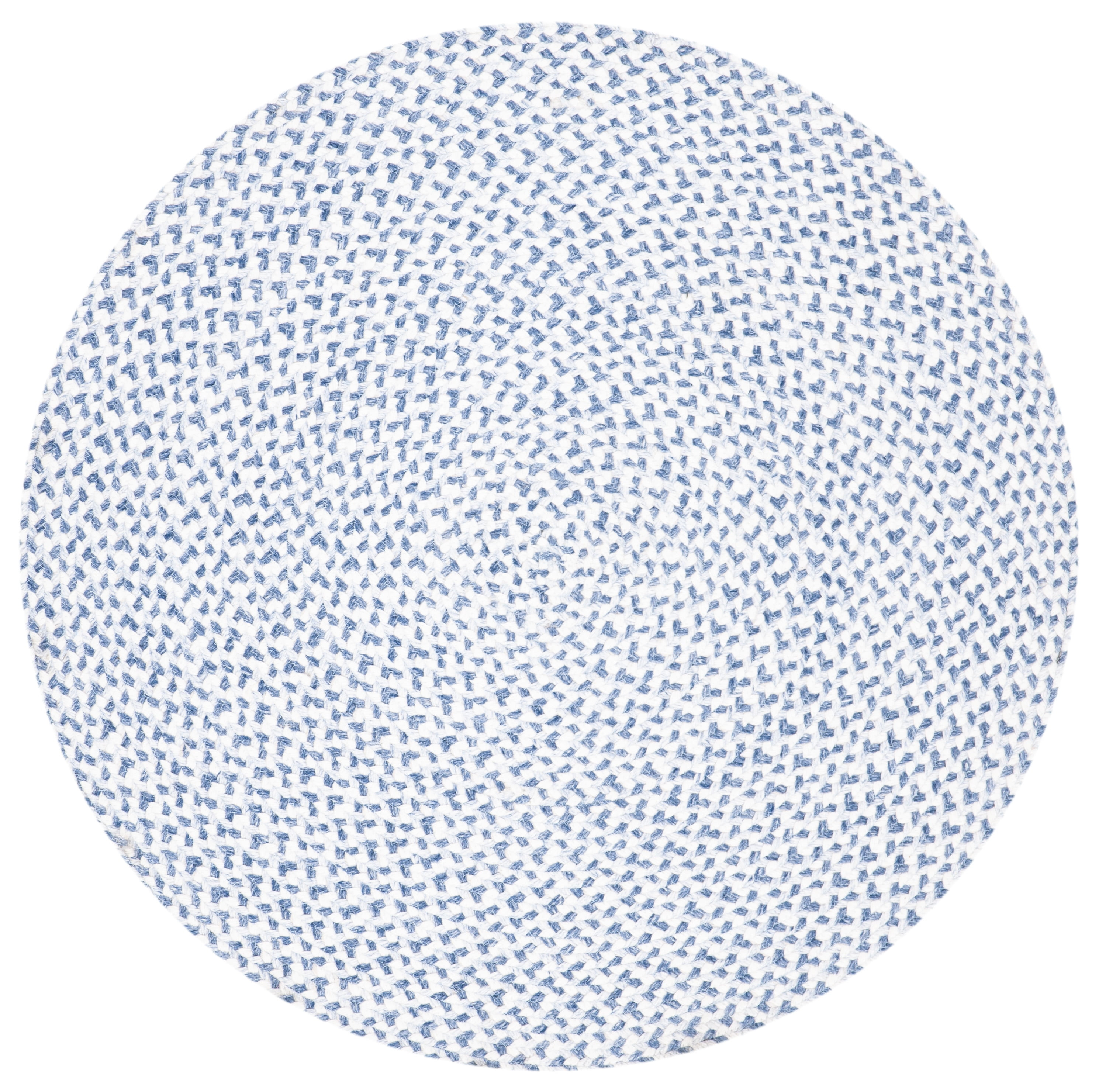 SAFAVIEH Braided Geraldine Confetti Solid Area Rug, Blue/Ivory, 5' x 5' Round