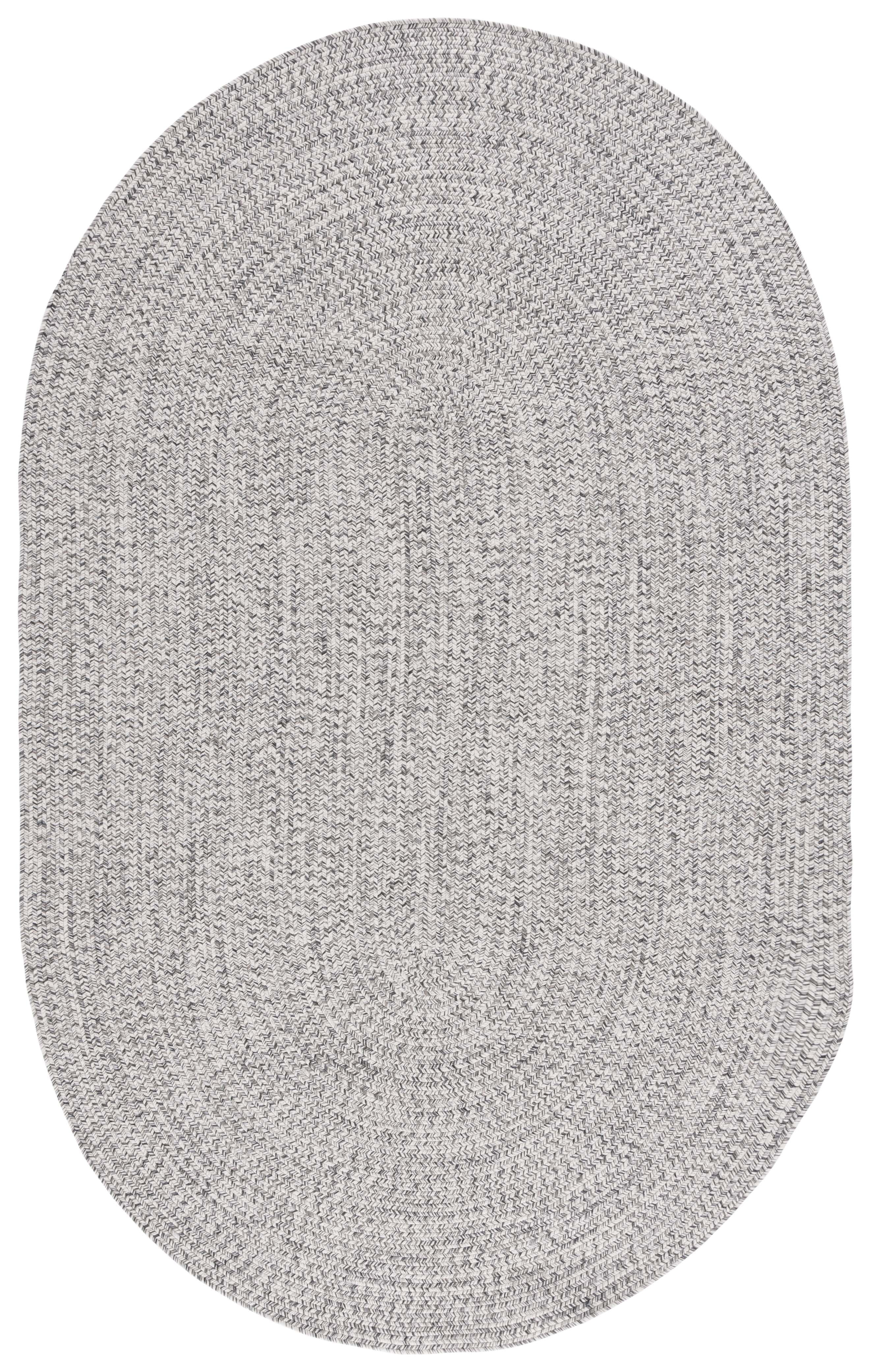 SAFAVIEH Braided Gino Distressed Machine Washable Reversible Area Rug, Grey/Ivory, 5' x 8' Oval
