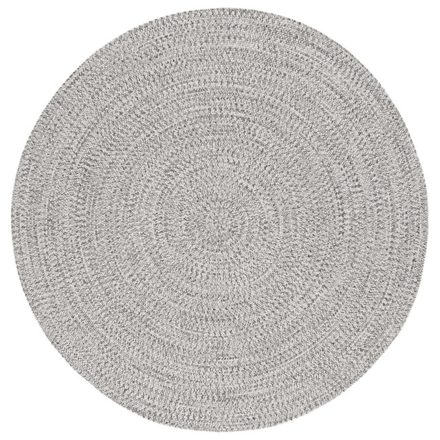 Braided BRA201 Machine Washable UV & Stain Resistant Non-Shedding Hand Woven Indoor/Outdoor Area Rug - Grey/Ivory - 6' Round - Safavieh