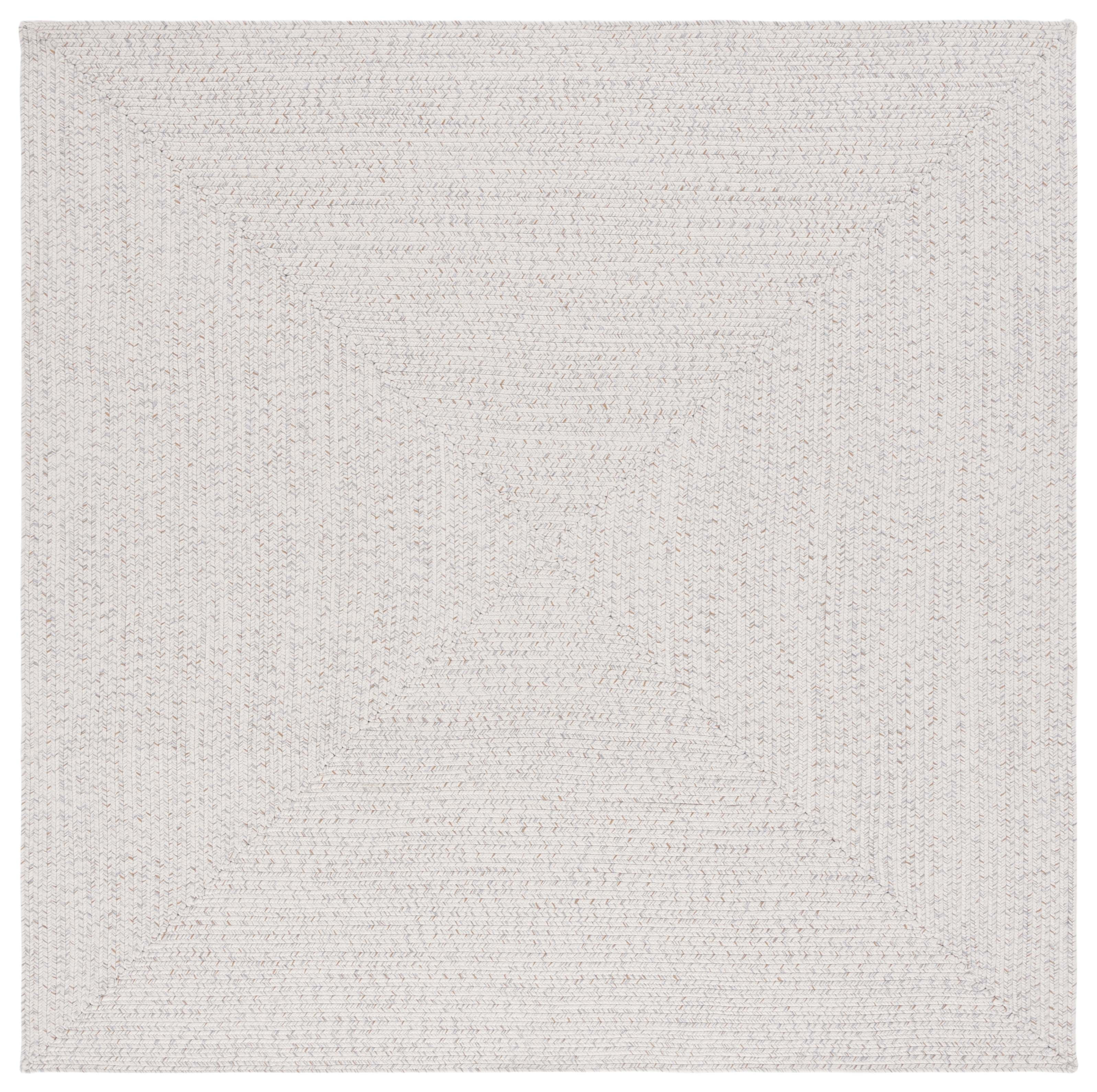 SAFAVIEH Braided Gino Distressed Machine Washable Reversible Area Rug, Ivory/Light Grey, 4' x 4' Square