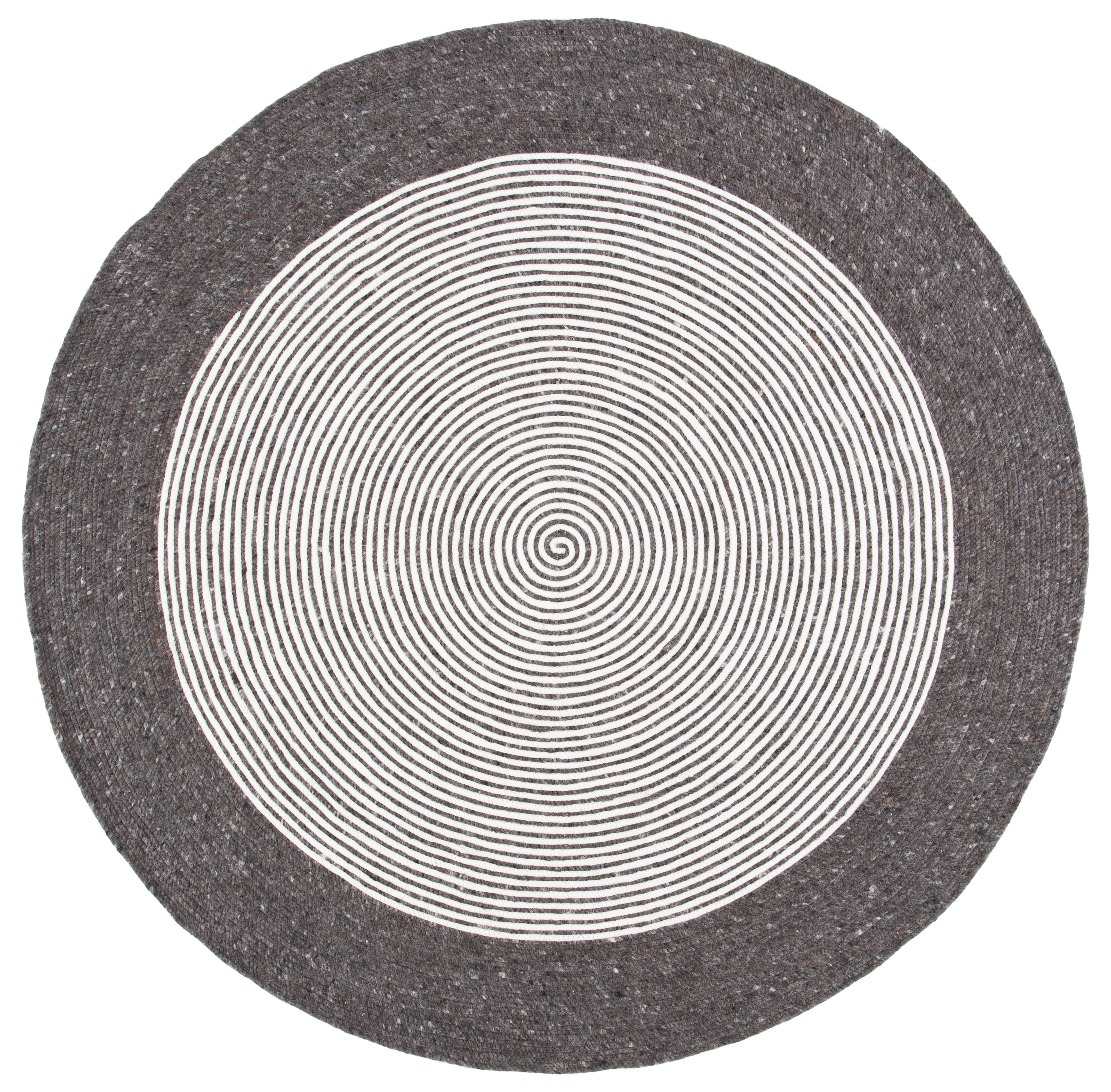 Braided BRD904 Hand Woven Indoor Accent Rug - Charcoal/Ivory - 3' Round - Safavieh