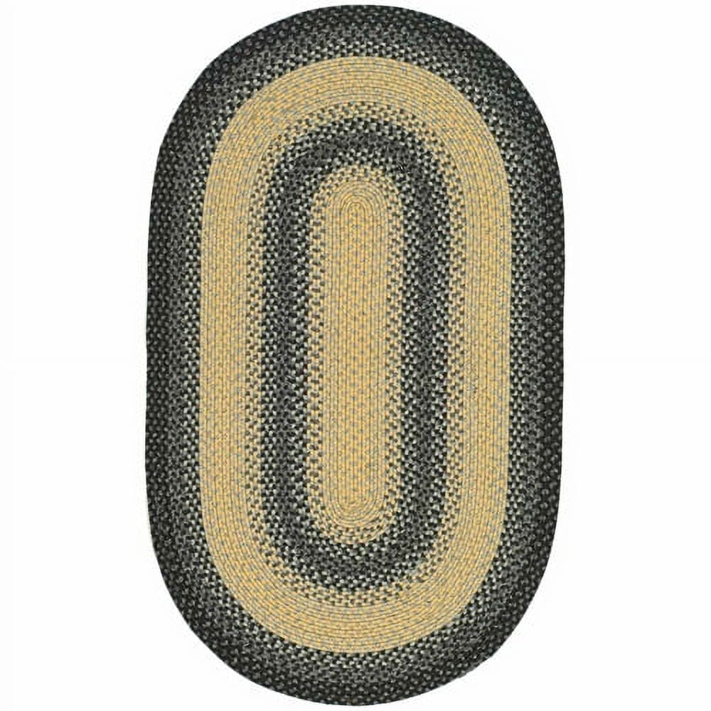 SAFAVIEH Braided Neville Bordered Machine Washable Reversible Area Rug, Black/Grey, 2'6" x 5'
