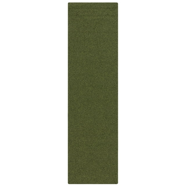SAFAVIEH Braided Rishika Solid Machine Washable Reversible Runner Rug, Green, 2'3" x 16'