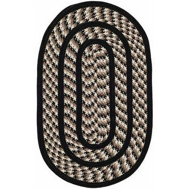 SAFAVIEH Braided Tanisha Bordered Reversible Area Rug, Ivory/Black, 3' x 5' Oval