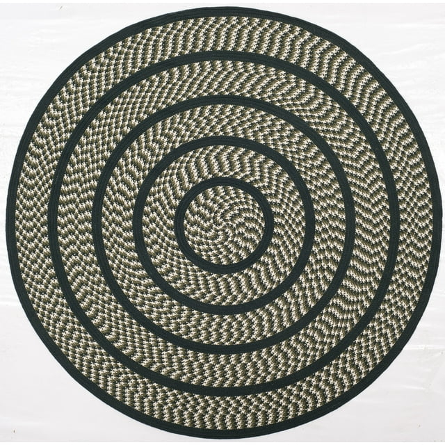 Braided BRD401 Hand Woven Area Rug - Ivory/Dark Green - 5' round - Safavieh.