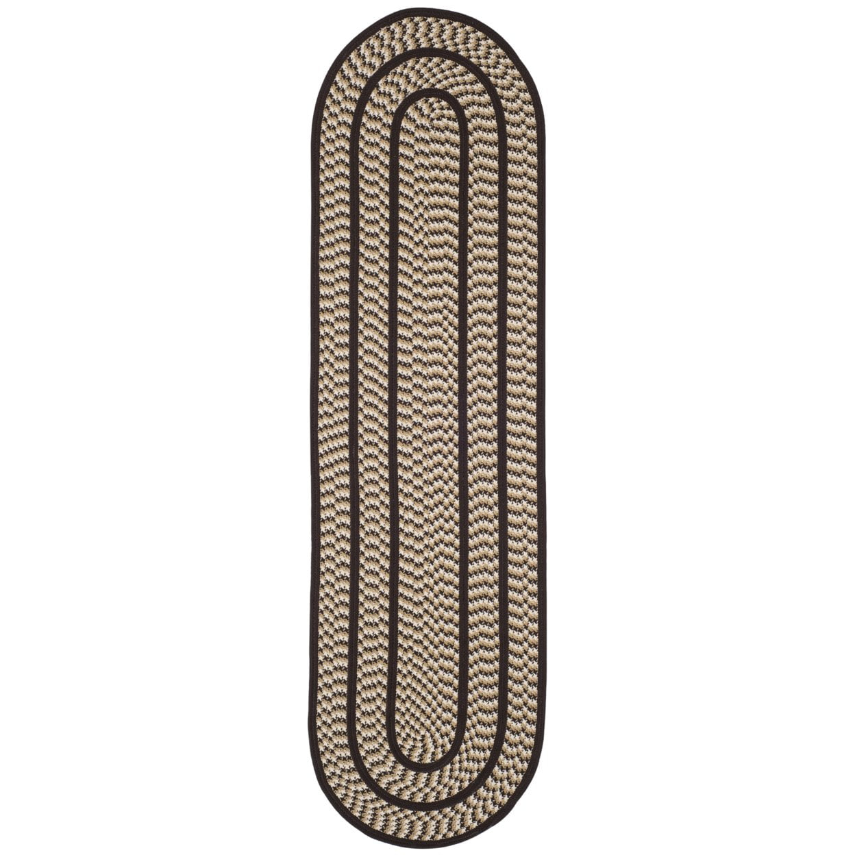 SAFAVIEH Braided Tanisha Color Bordered Area Rug, Ivory/Dark Brown, 6' x 6' Round