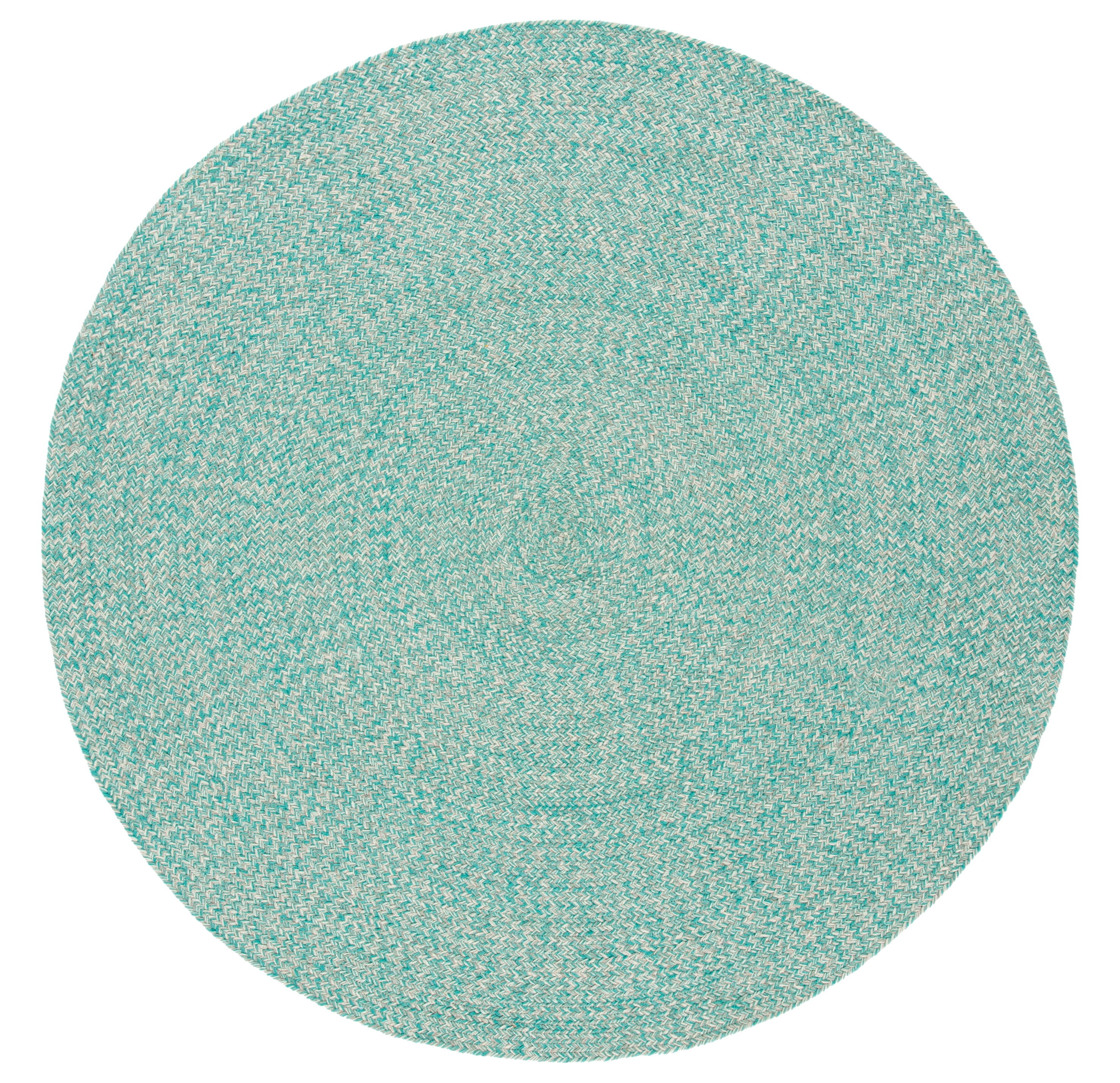 Braided BRD701 Hand Woven Area Rug - Teal/Ivory - 5' round - Safavieh.