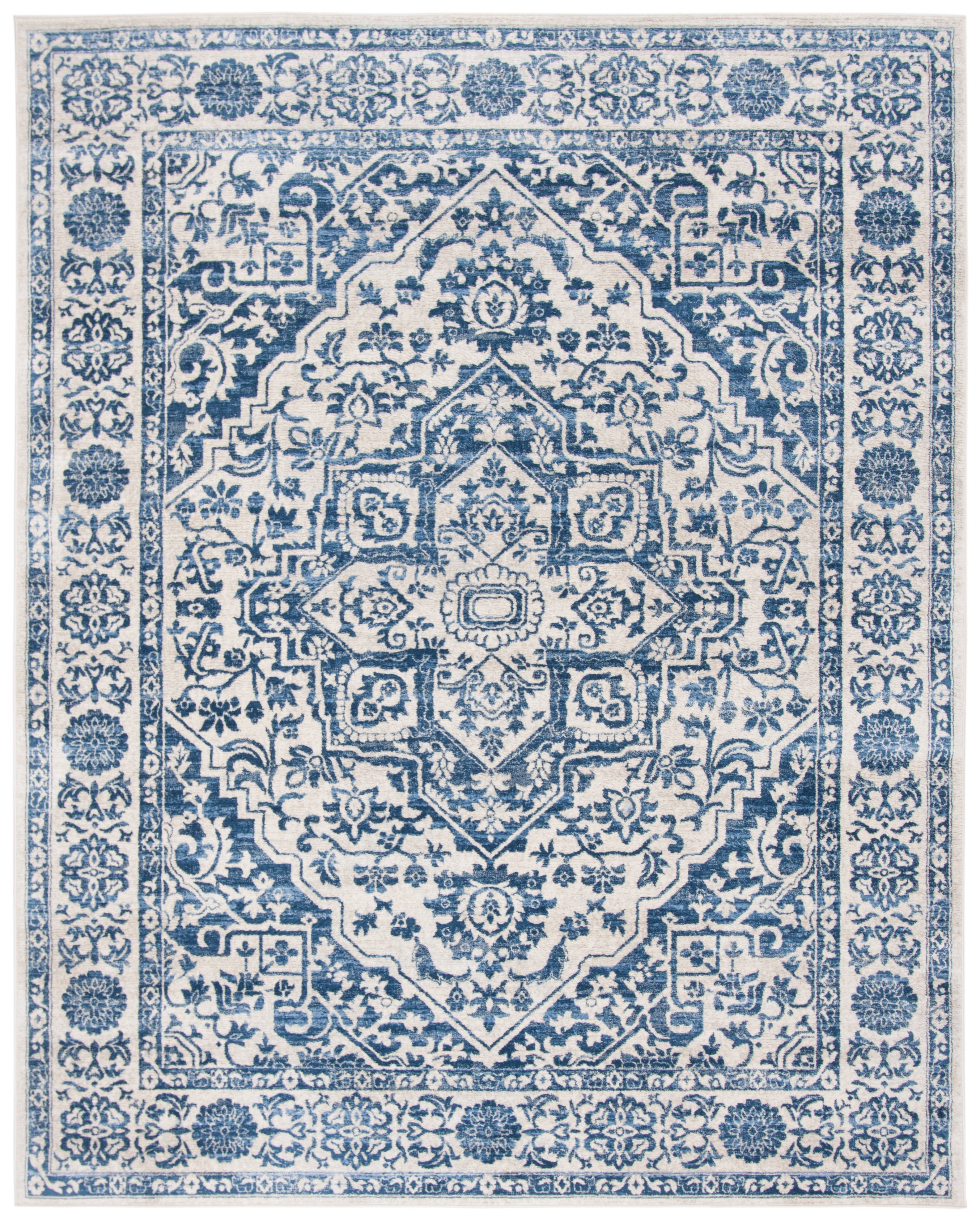 SAFAVIEH Brentwood Adams Oriental Area Rug, Navy/Light Grey, 10' x 13'