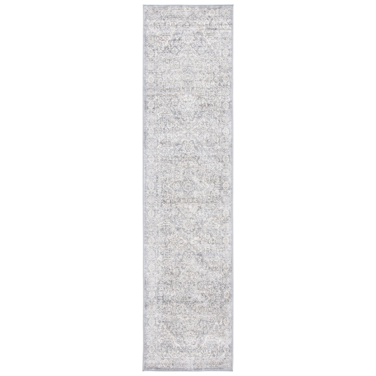 SAFAVIEH Brentwood Adams Oriental Runner Rug, Light Grey/Ivory, 2' x 8'