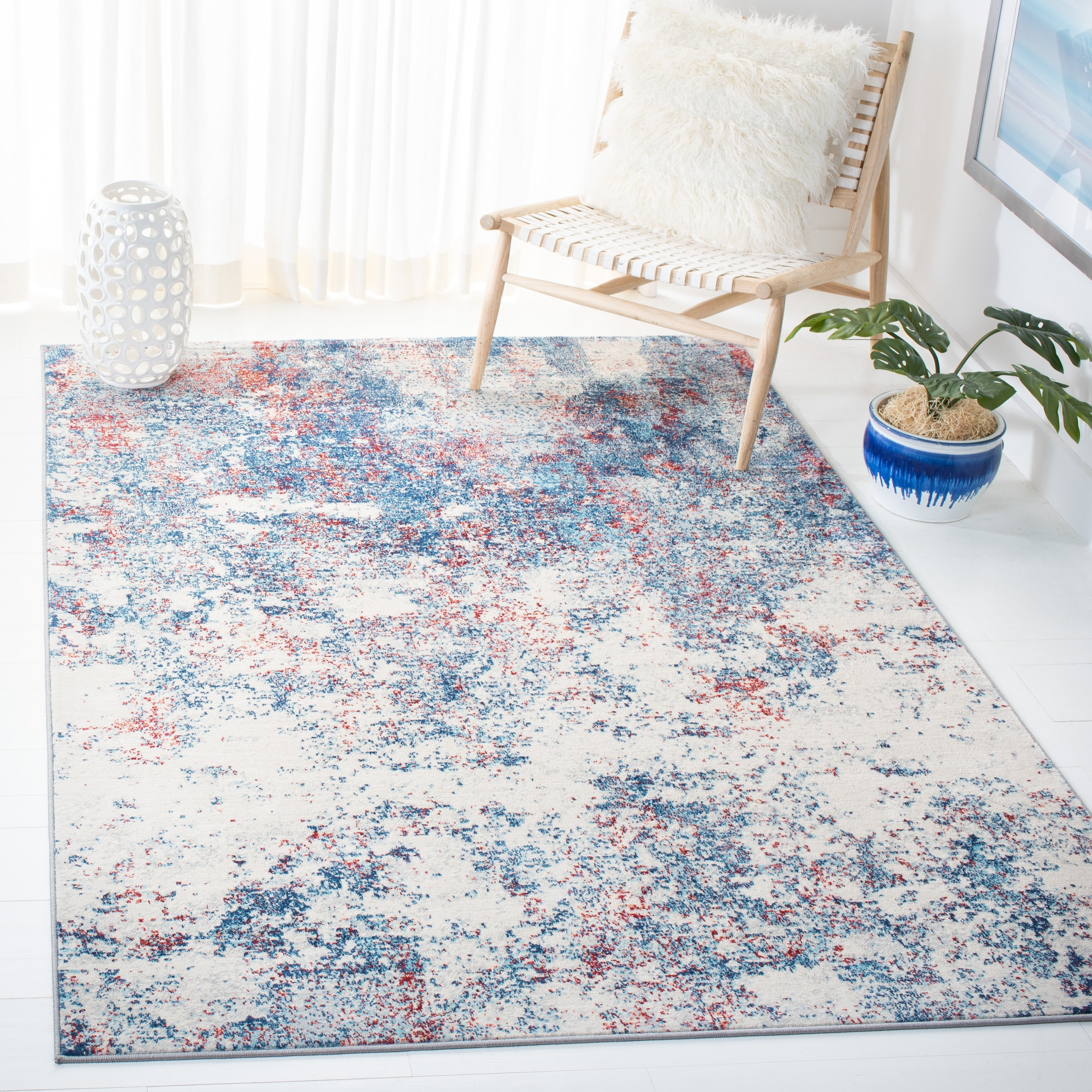 SAFAVIEH Brentwood Alaia Abstract Area Rug, 10' x 13', Navy/Red