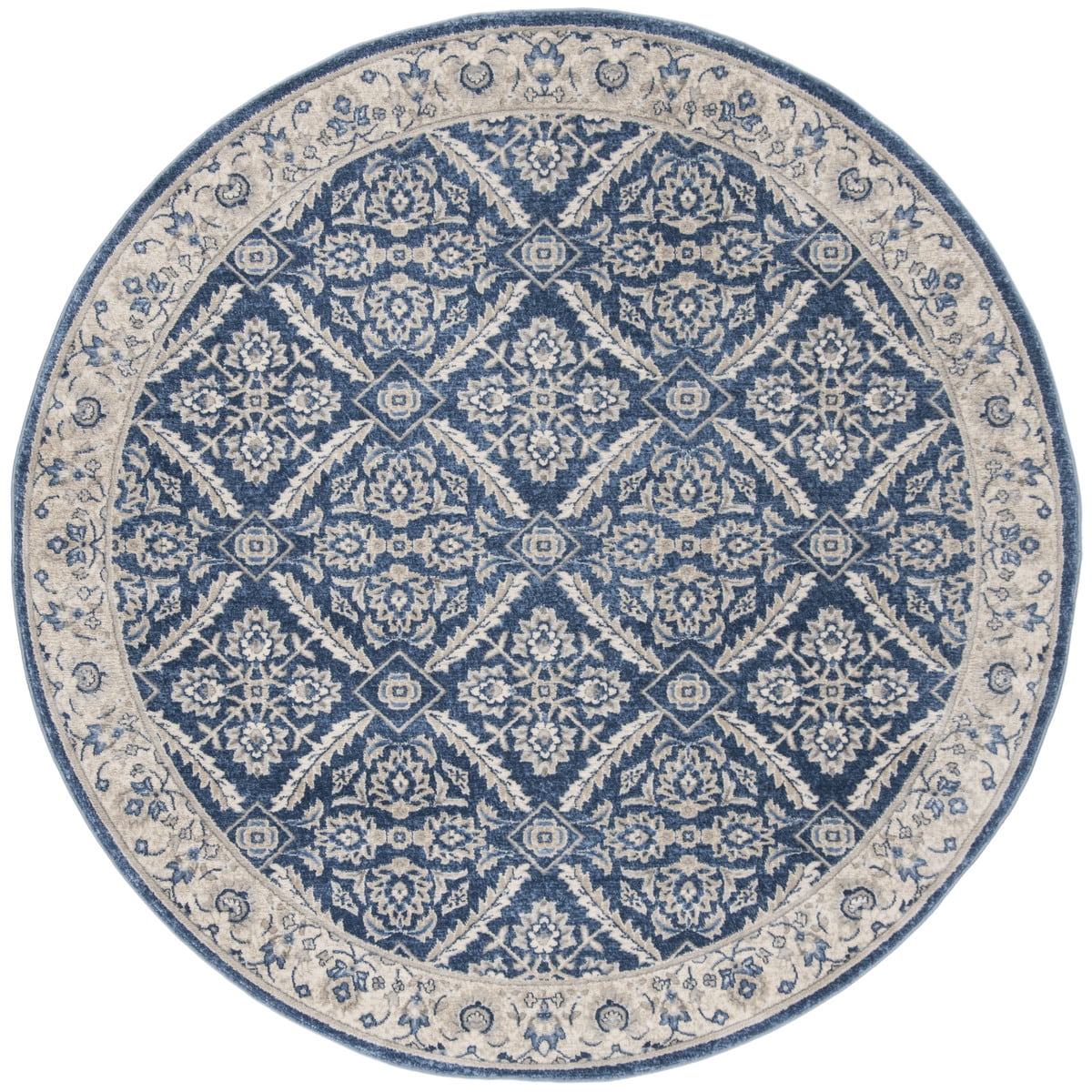 SAFAVIEH Brentwood Brandy Floral Area Rug, Navy/Cream, 3' x 3' Round