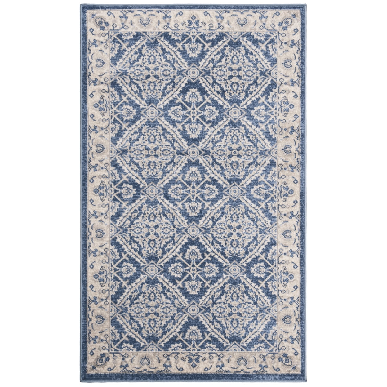 SAFAVIEH Brentwood Brandy Floral Geometric Area Rug, 3' x 5', Navy/Cream
