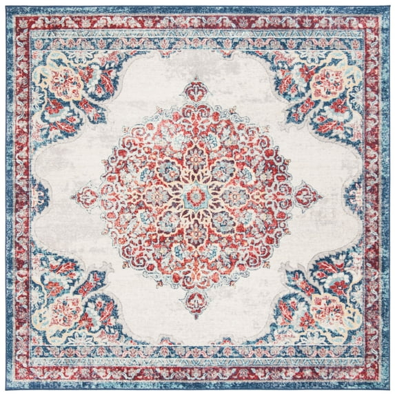 SAFAVIEH Brentwood Cahal Oriental Area Rug, Ivory/Red, 6'7" x 6'7" Square