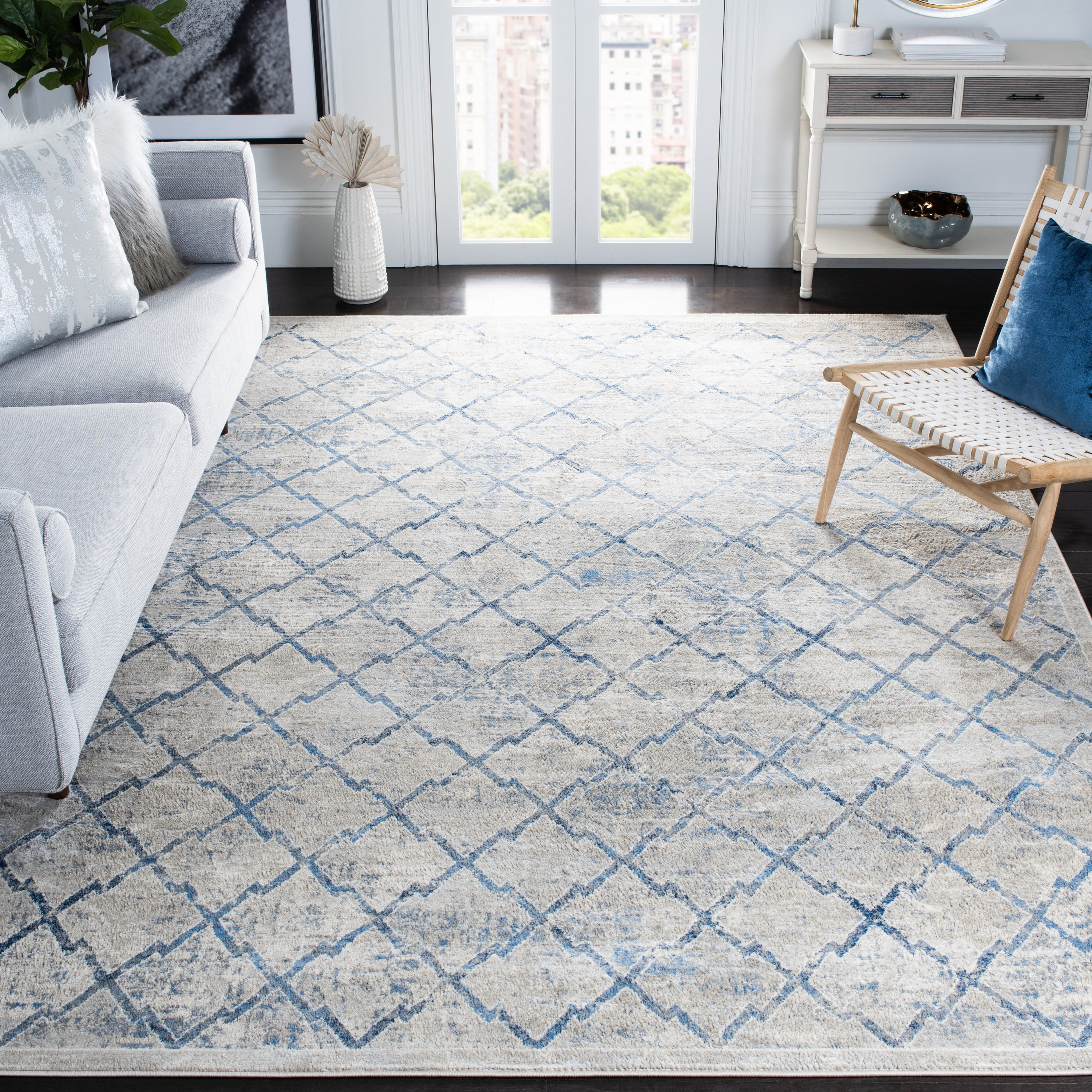 SAFAVIEH Brentwood Celandine Geometric Area Rug, 12' x 18', Light Grey/Blue