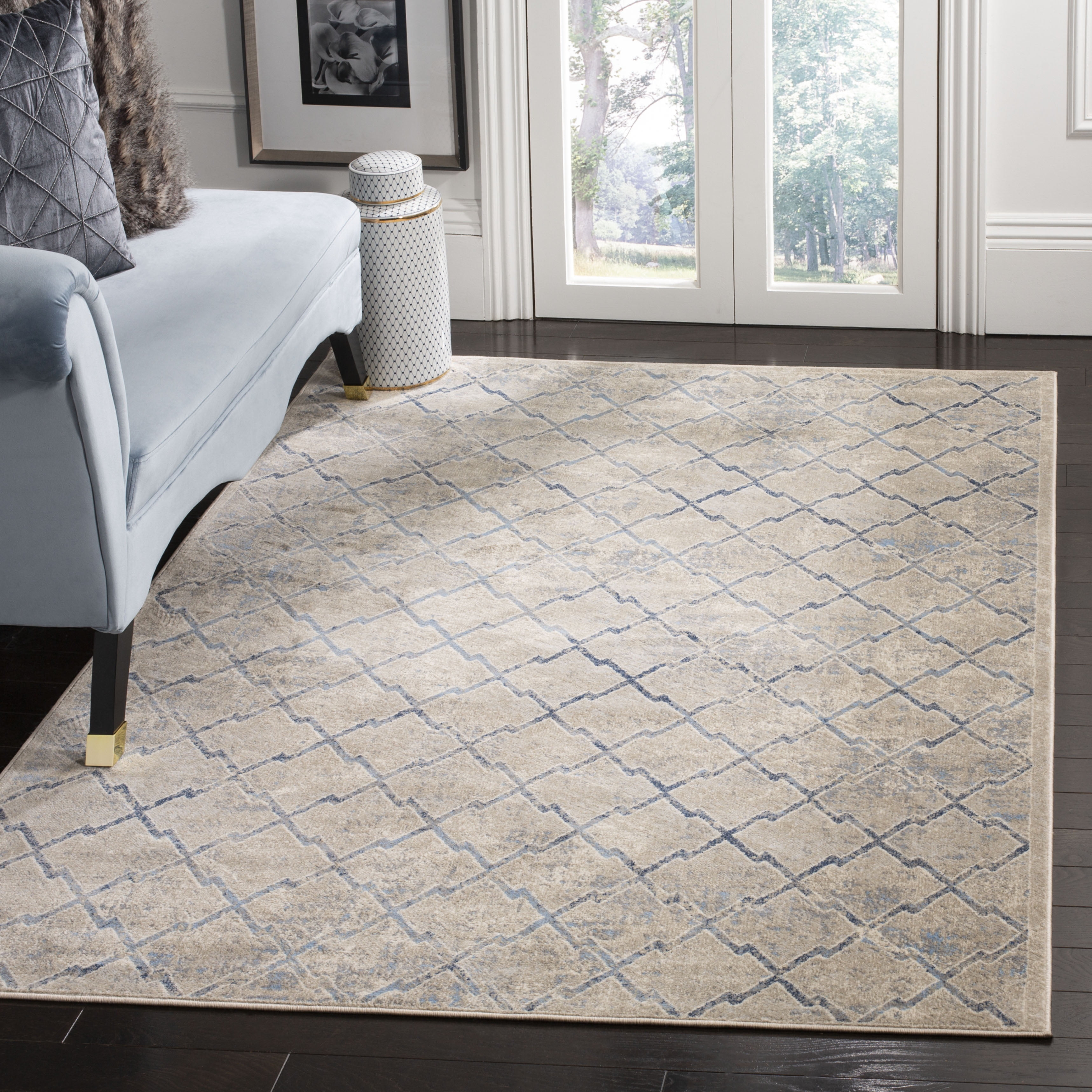 SAFAVIEH Brentwood Celandine Geometric Area Rug, Light Grey/Blue, 8' x 10'