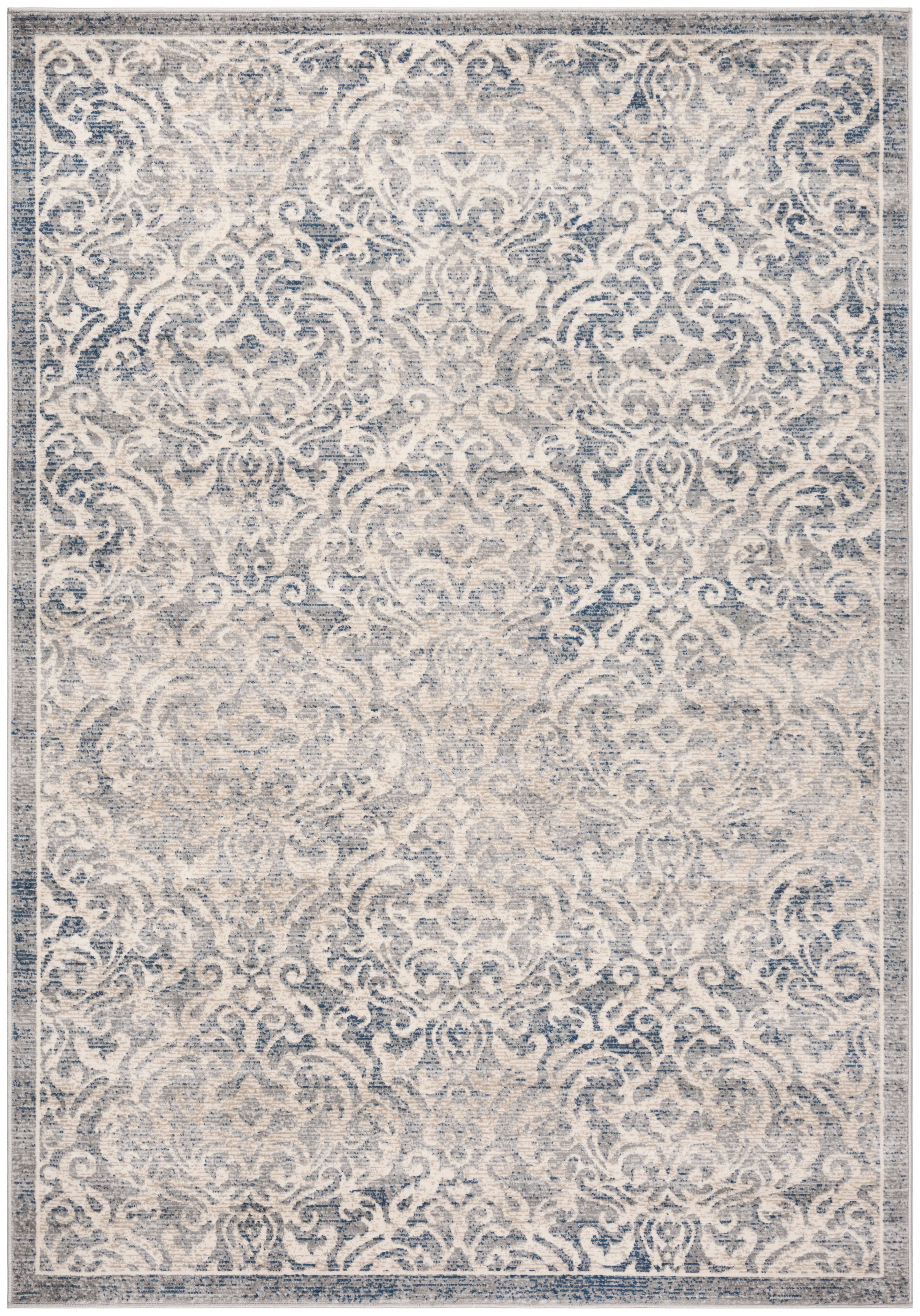 SAFAVIEH Brentwood Eliza Damask Area Rug, Light Grey/Blue, 5'3" x 7'6"