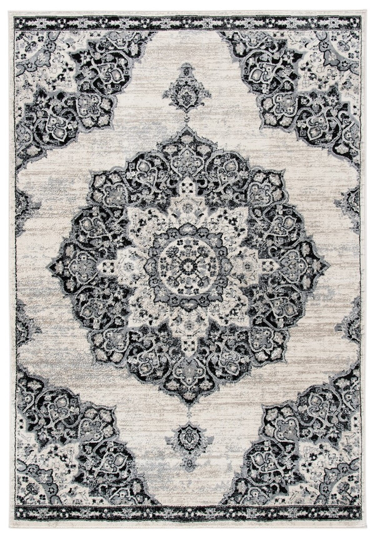 SAFAVIEH Brentwood Dimitri Floral Bordered Area Rug, 9' x 12', Ivory/Black