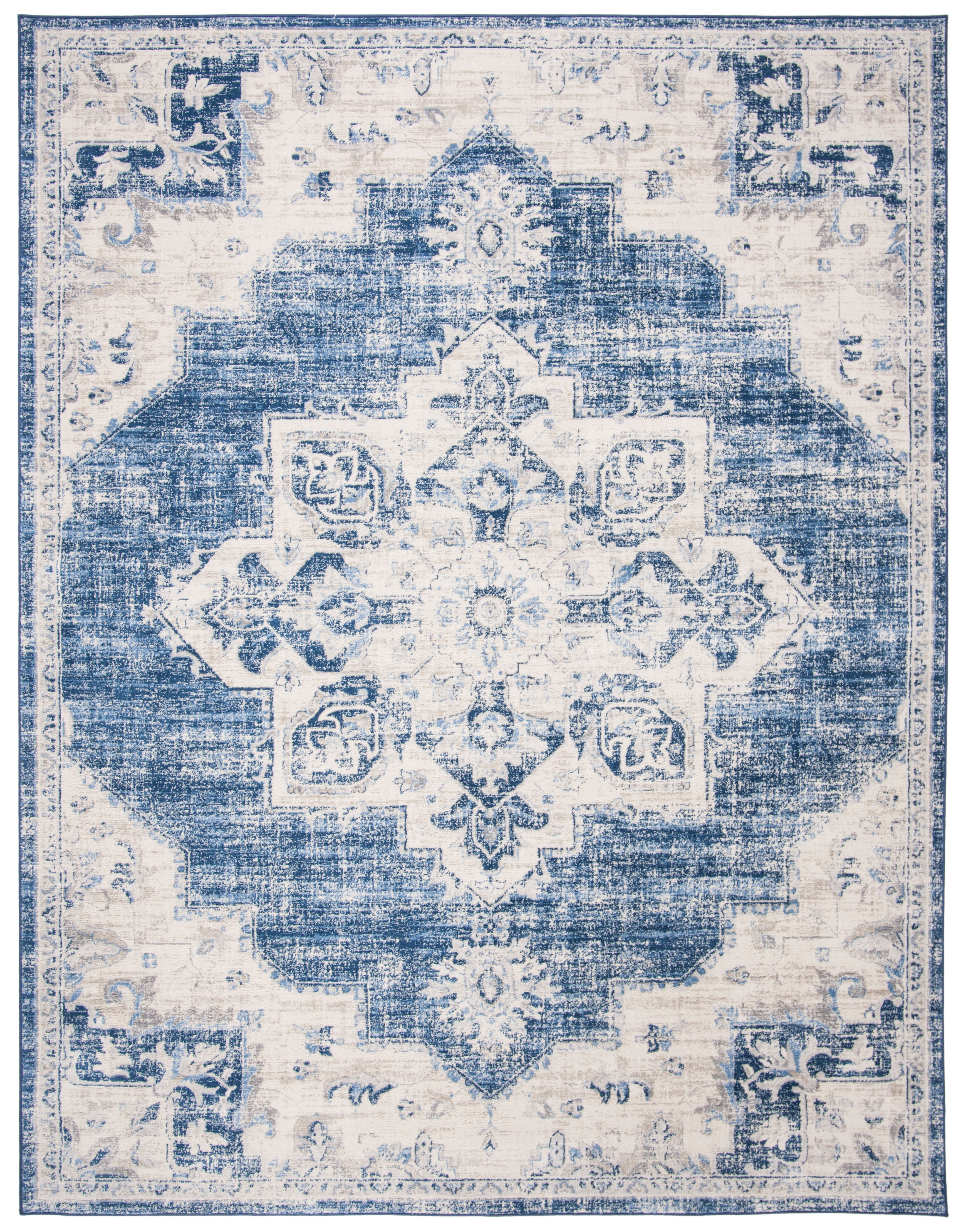 SAFAVIEH Brentwood Jameson Floral Bordered Area Rug, 12' x 18', Ivory/Navy