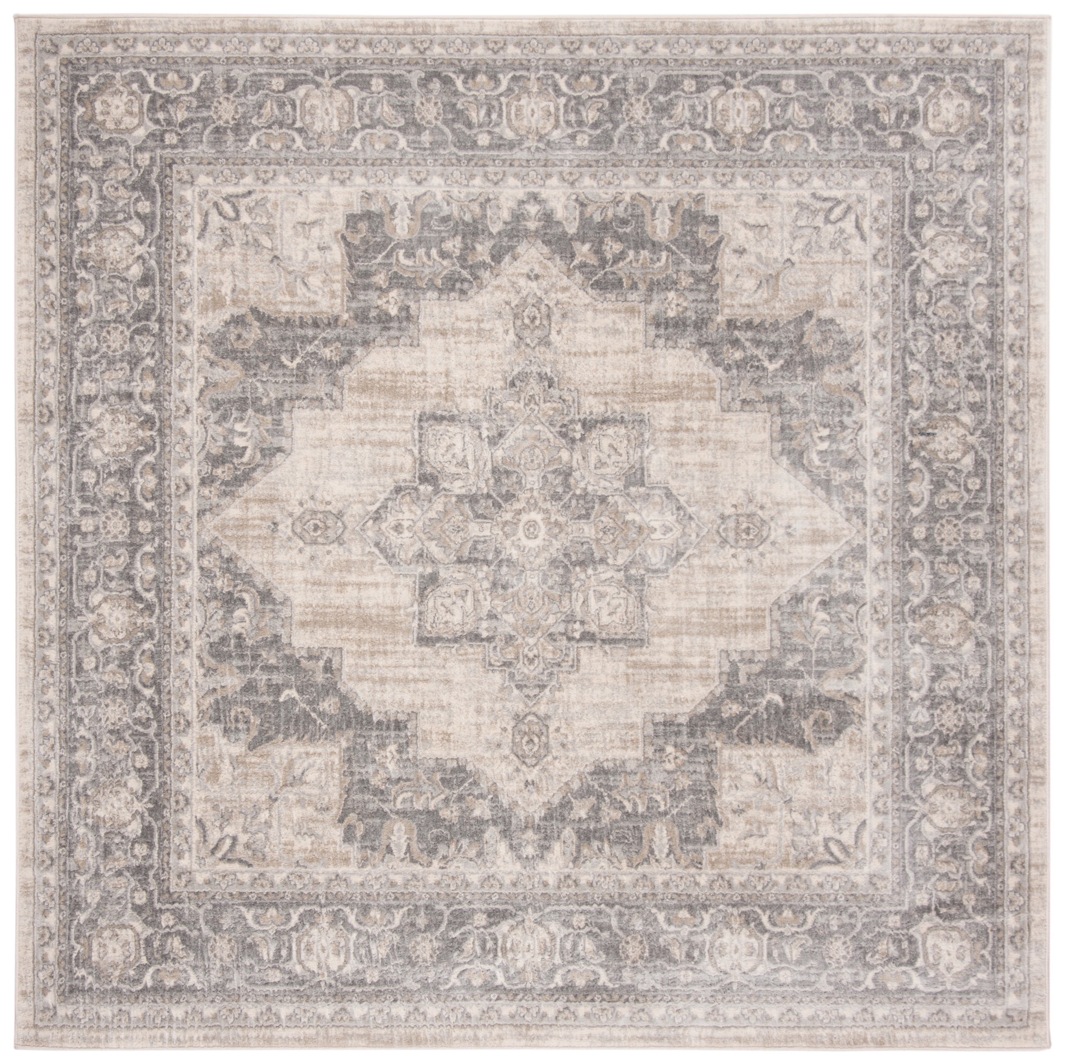 Brentwood BNT865 Power Loomed Indoor Area Rug - Cream/Grey - 8'x8' - Safavieh