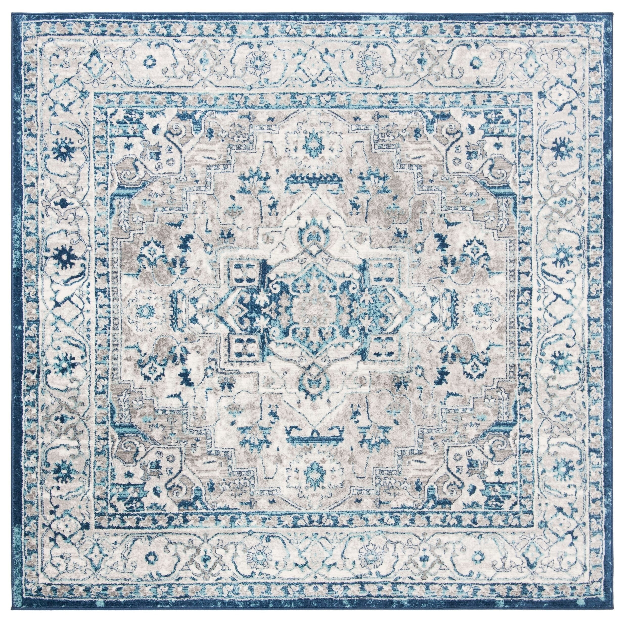 Brentwood BNT851 Power Loomed Indoor Area Rug - Light Grey/Blue - 5'x5' - Safavieh