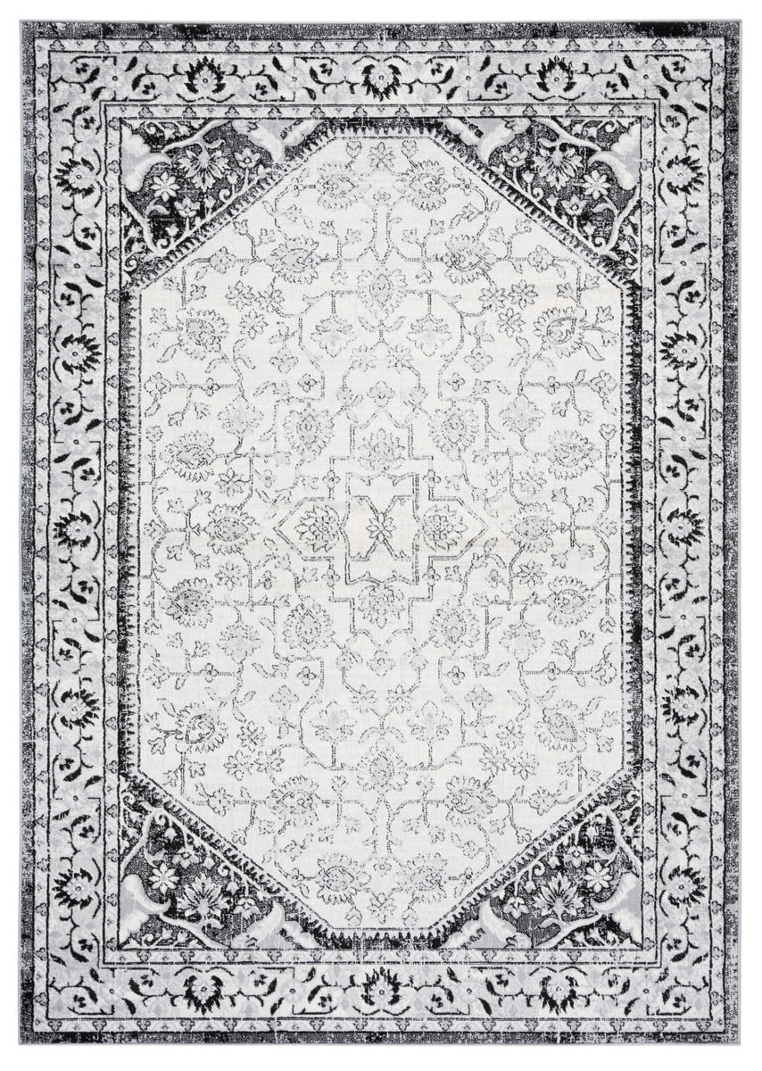 SAFAVIEH Brentwood Theobald Oriental Area Rug, 5'3" x 7'6", Black/Ivory