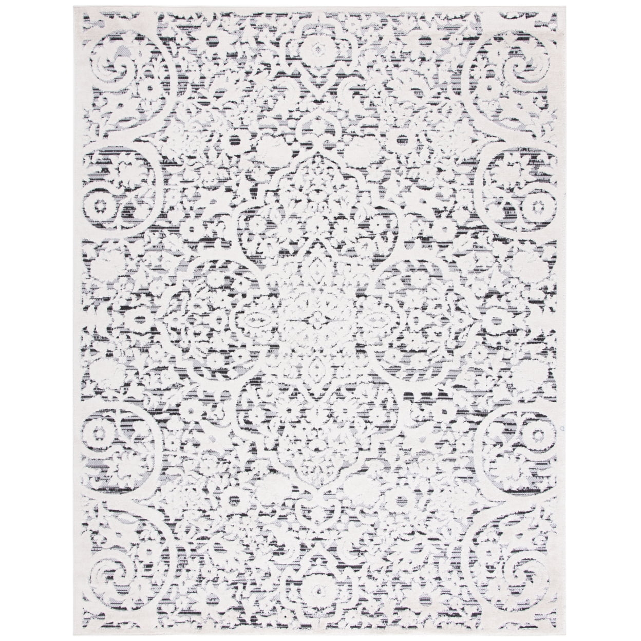SAFAVIEH Cabana Ruadhan Ivory/Grey 2'2"X9' Runner Indoor/Outdoor Area Rug Ivory/Grey, 9' x 12'