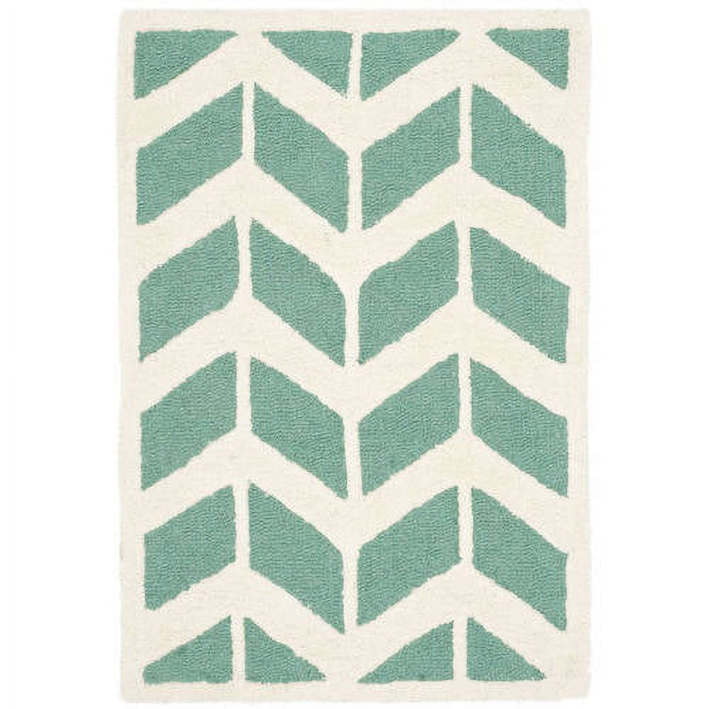 SAFAVIEH Cambridge Austyn Geometric Wool Area Rug, Teal/Ivory, 2' x 3'