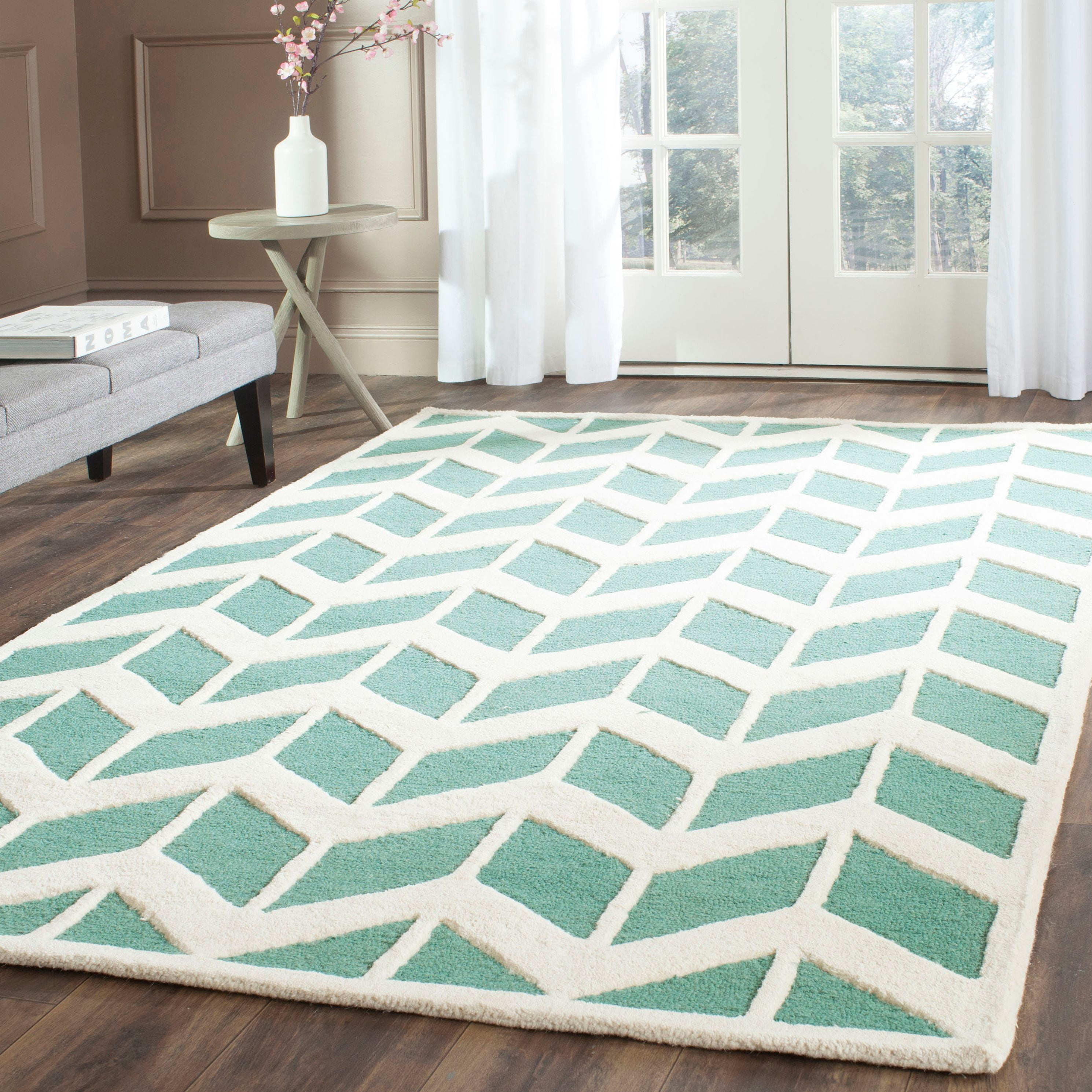 Cambridge CAM718 Tufted Indoor Area Rug - Teal/Ivory - 8'x10' - Safavieh