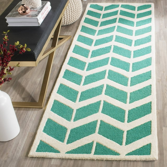 Cambridge CAM718 Tufted Indoor Runner Rug - Teal/Ivory - 2'6"x8' - Safavieh