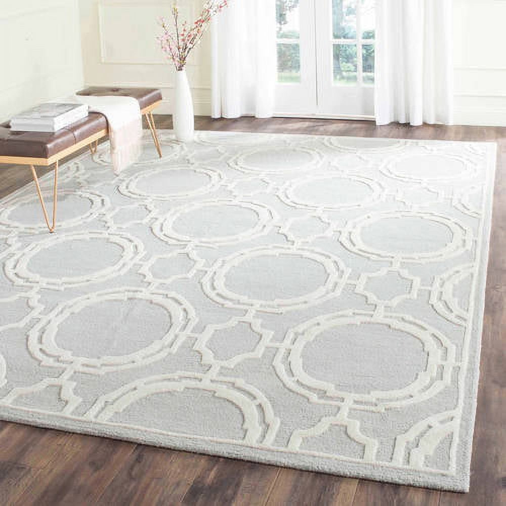 Safavieh  Handmade Cambridge Artelia Modern Wool Rug Grey/Ivory 4'  x  6' 4' x 6' Indoor,Handmade Living Room,Bedroom Rectangle