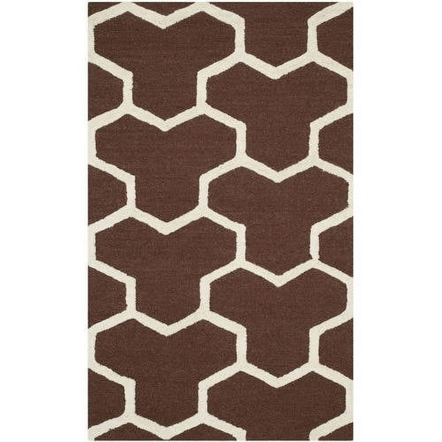 SAFAVIEH Cambridge Joshua Geometric Tessellation Wool Area Rug, Dark Brown/Ivory, 3' x 5'