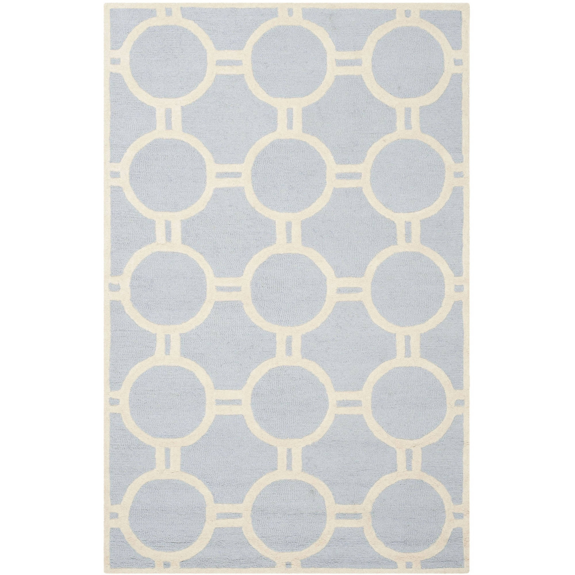 SAFAVIEH Cambridge Joss Geometric Wool Area Rug, Light Blue/Ivory, 4' x 6'
