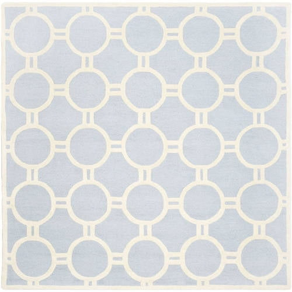 SAFAVIEH Cambridge Joss Geometric Circles Wool Area Rug, Light Blue/Ivory, 8' x 8' Square