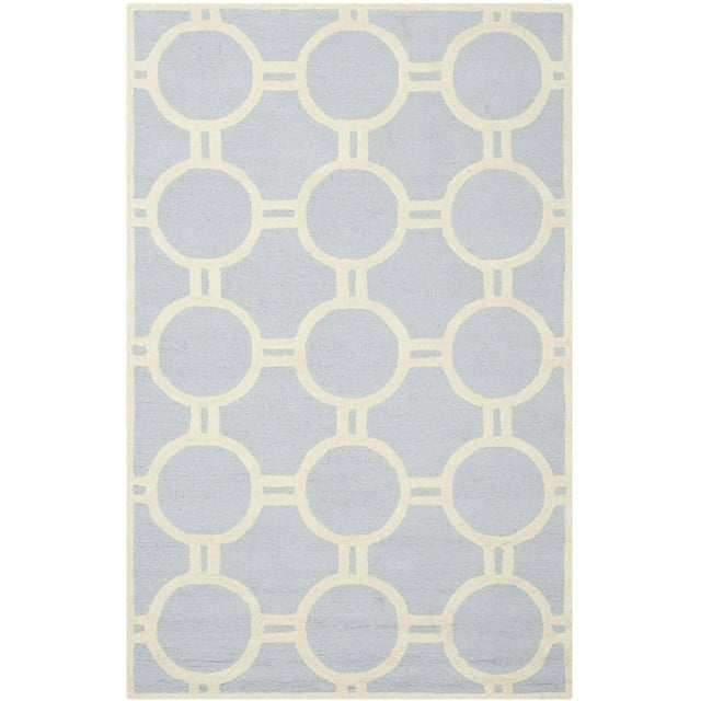 SAFAVIEH Cambridge Joss Geometric Wool Area Rug, Light Blue/Ivory, 4' x 6'