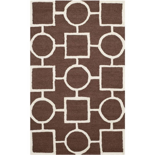 SAFAVIEH Cambridge Joyce Geometric Wool Area Rug, Dark Brown/Ivory, 8' x 10'