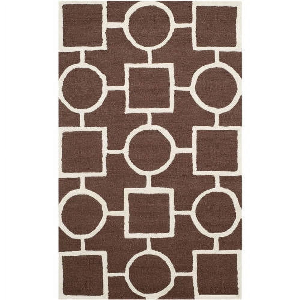 SAFAVIEH Cambridge Joyce Geometric Wool Area Rug, Dark Brown/Ivory, 8' x 10'